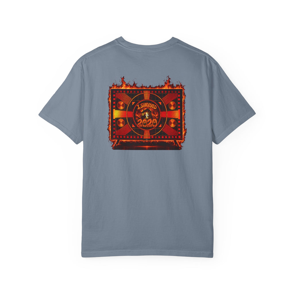 I Survived 2020 — "Please Stand By" Test Pattern Tee Wildfire Signal Edition Summer Premiere Unisex Garment-Dyed T-shirt