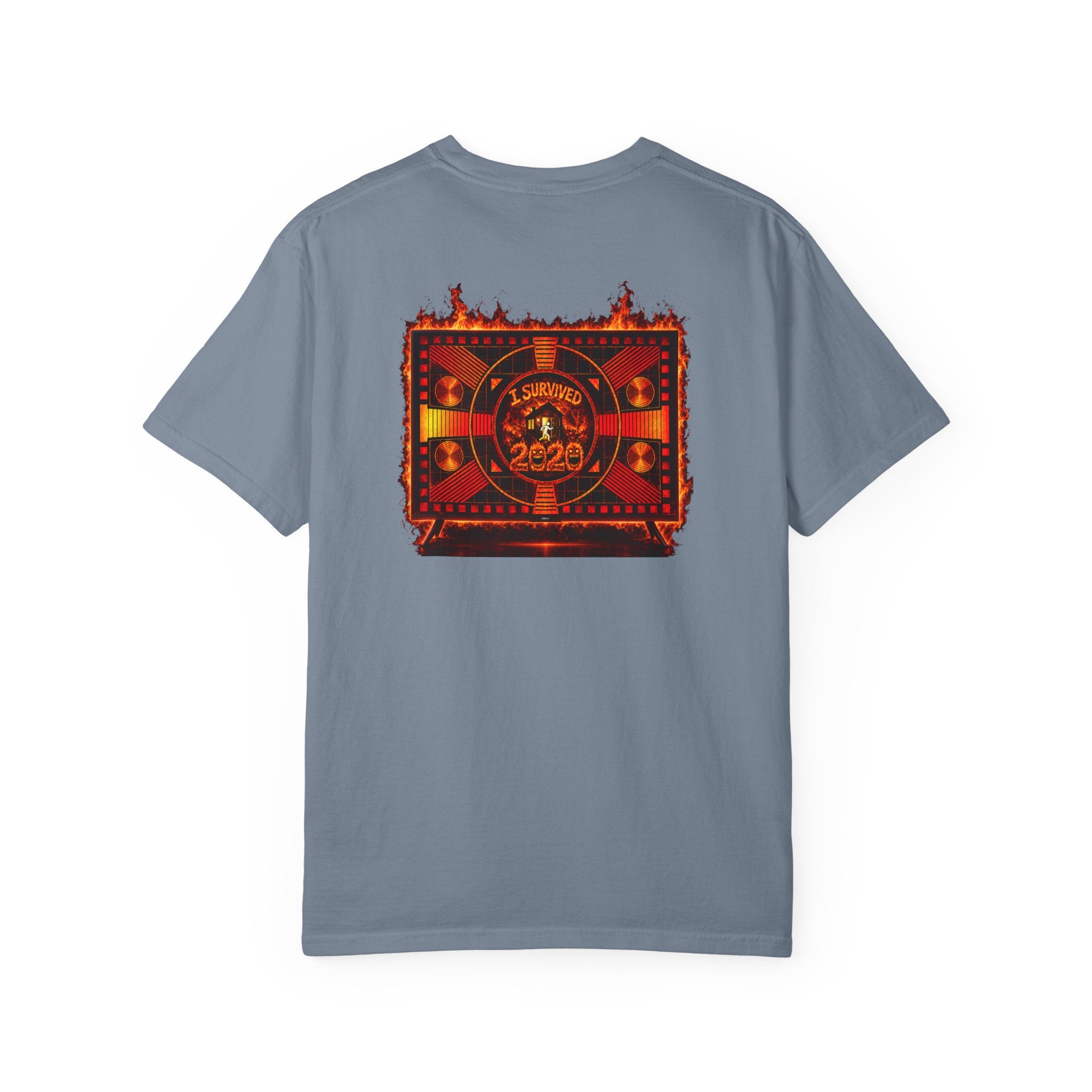 I Survived 2020 — "Please Stand By" Test Pattern Tee Wildfire Signal Edition Summer Premiere Unisex Garment-Dyed T-shirt