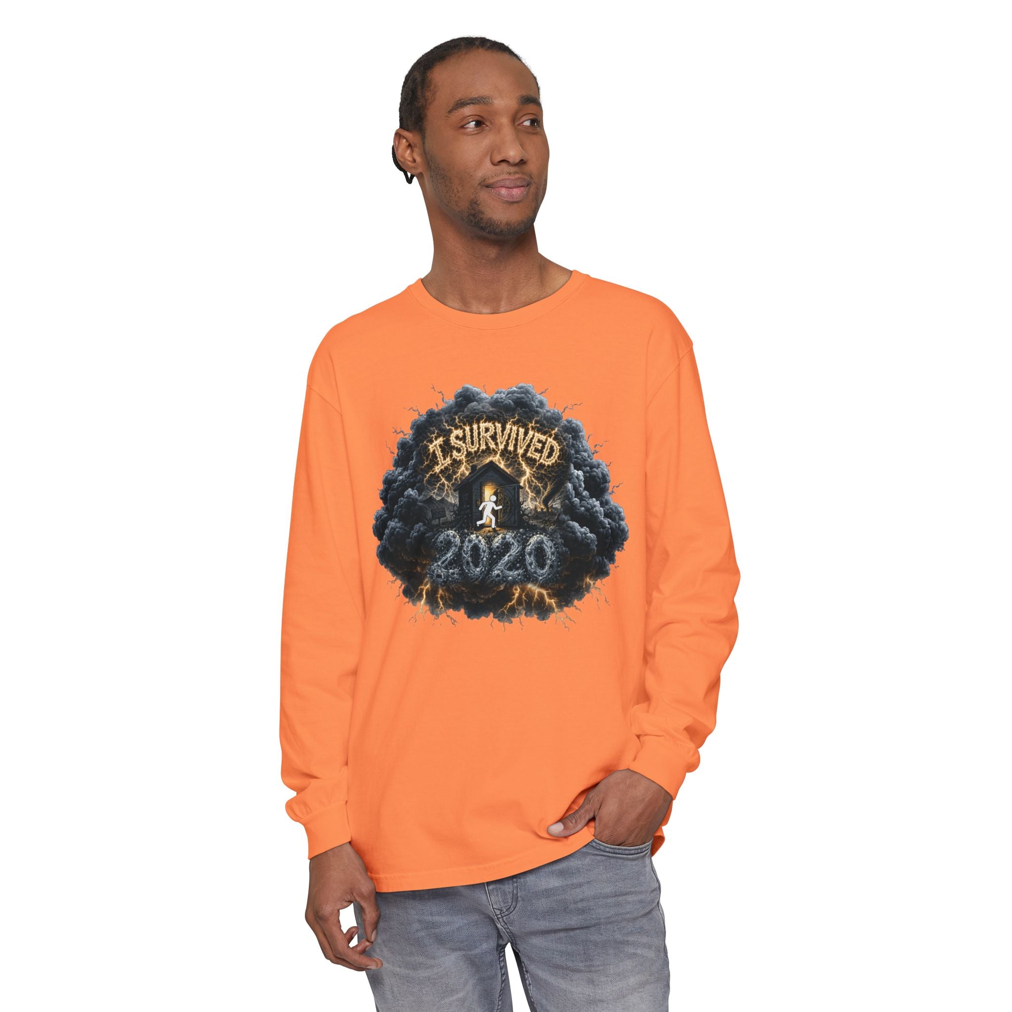 I Survived 2020 — Director's Cut Original Design Teaser Tee | Season 1 Premiere Drop Unisex Garment-Dyed Long Sleeve T-Shirt