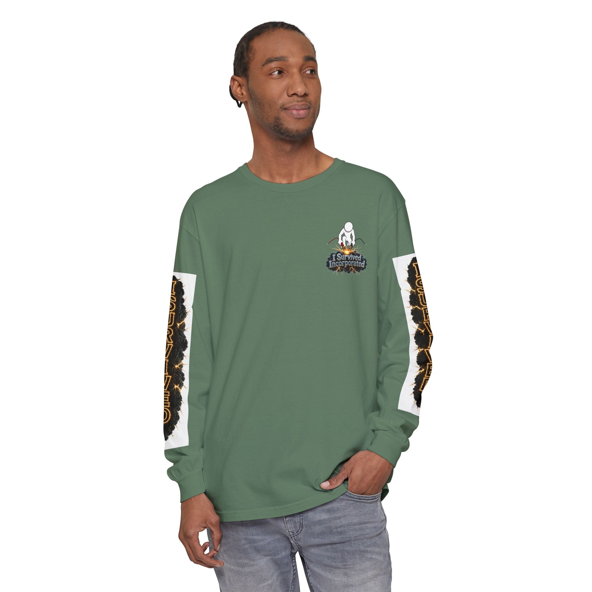 I Survived 2020 — "Please Stand By" Test Pattern Tee Special Edition Summer Premier Unisex Garment-Dyed Long Sleeve T-Shirt