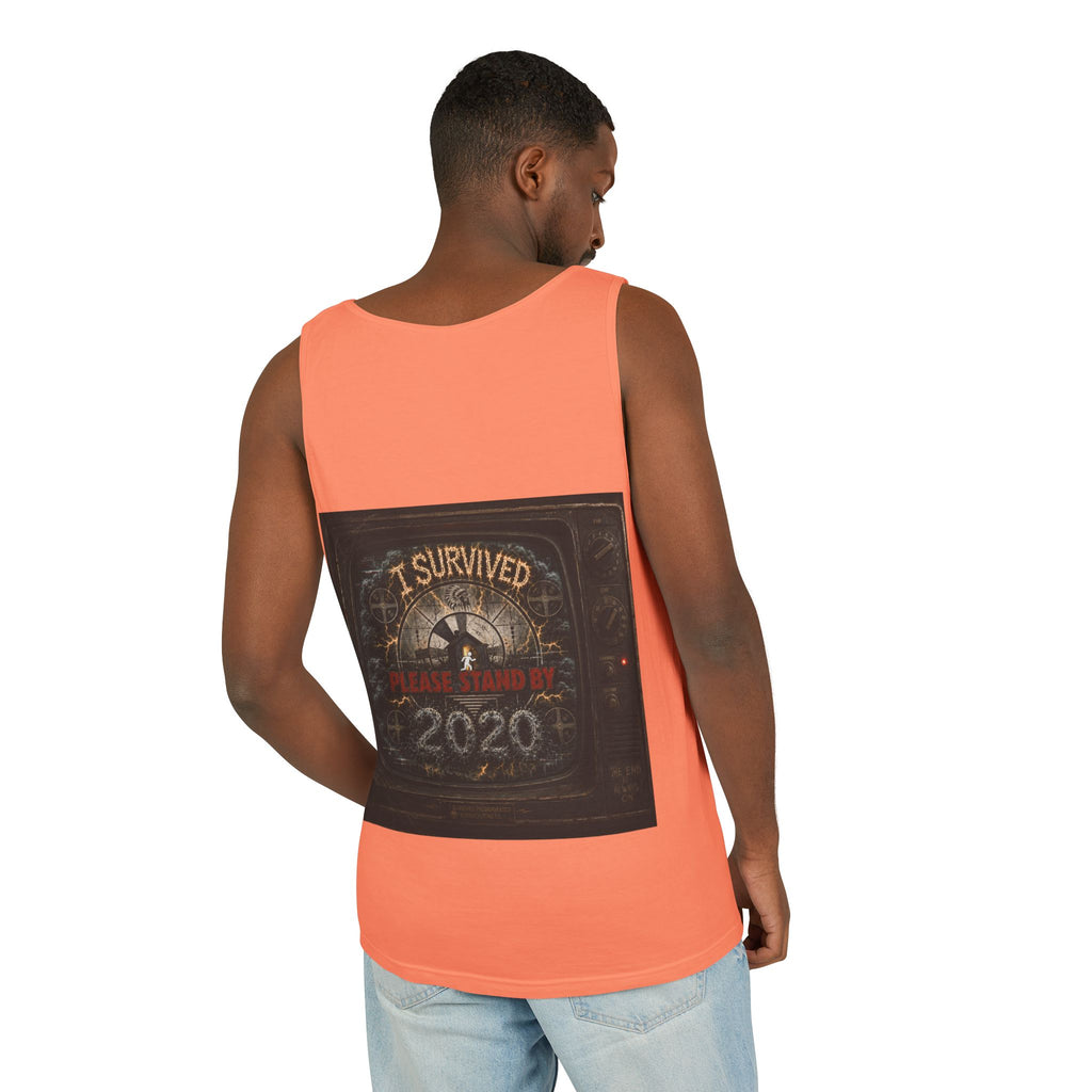I Survived 2020 — "Please Stand By" Test Pattern Tee Summer Premier  Unisex Garment-Dyed Tank Top