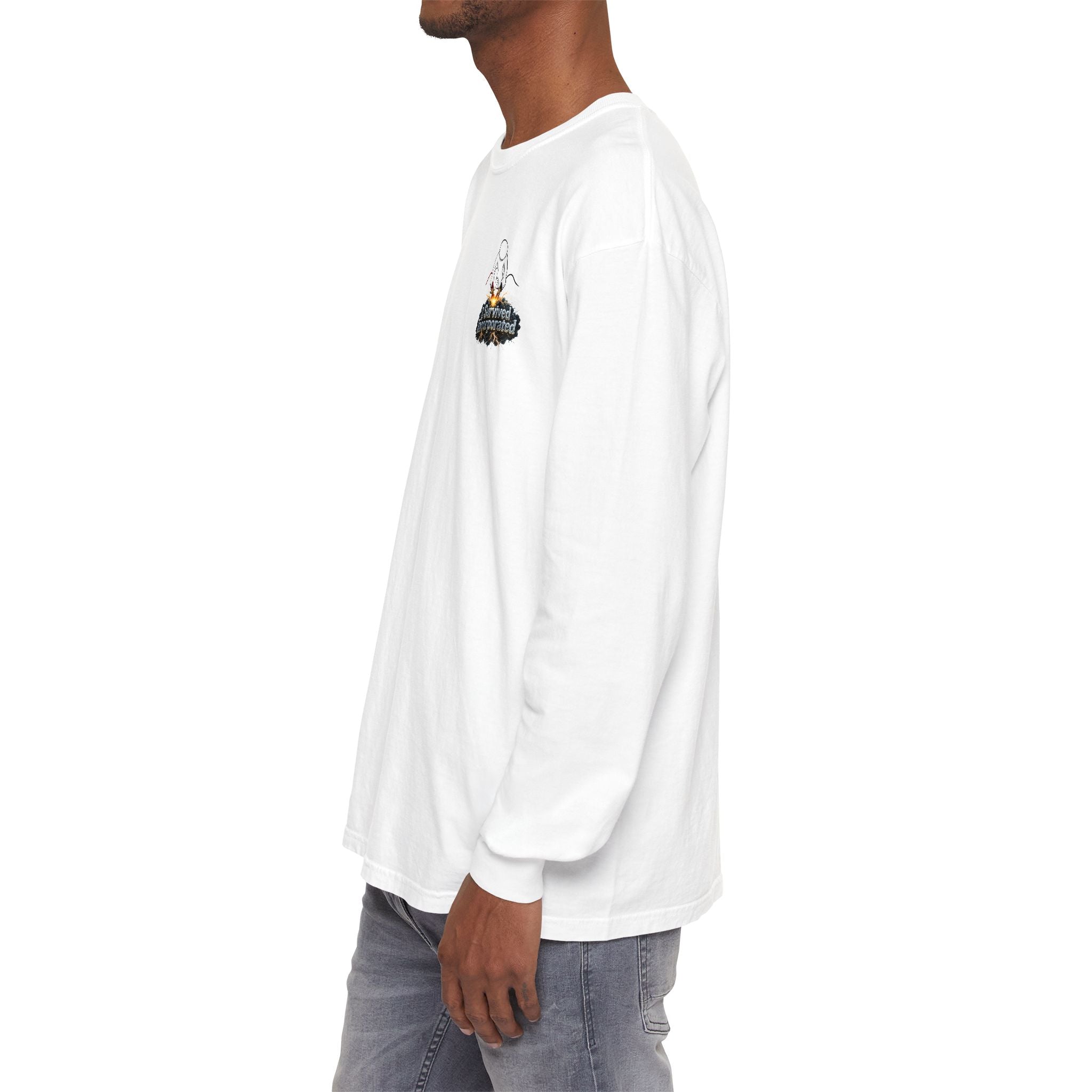 I Survived 2020 — "Please Stand By" Test Pattern Tee Summer Premier Unisex Garment-Dyed Long Sleeve T-Shirt