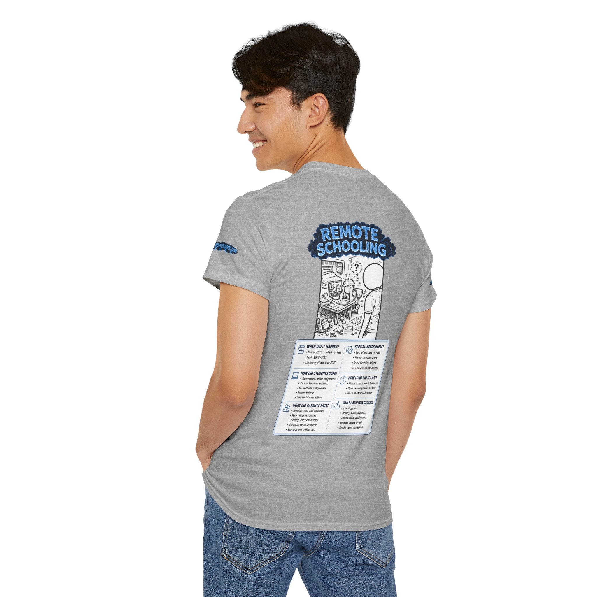 I Survived 2020 — LOCKDOWN S3:E3: Director's Cut Special Edition "Remote Schooling" Unisex Heavy Cotton Tee