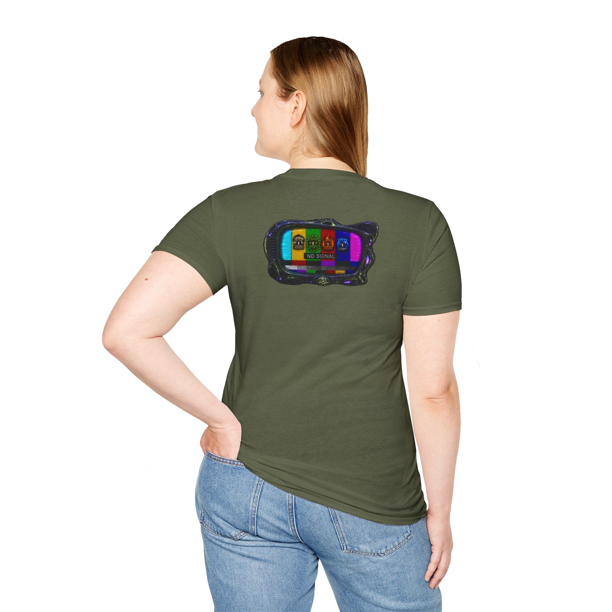 I Survived 2020 — "No Signal" Test Pattern Tee Alien Broadcast Finale Summer Premiere Unisex Softstyle T-Shirt