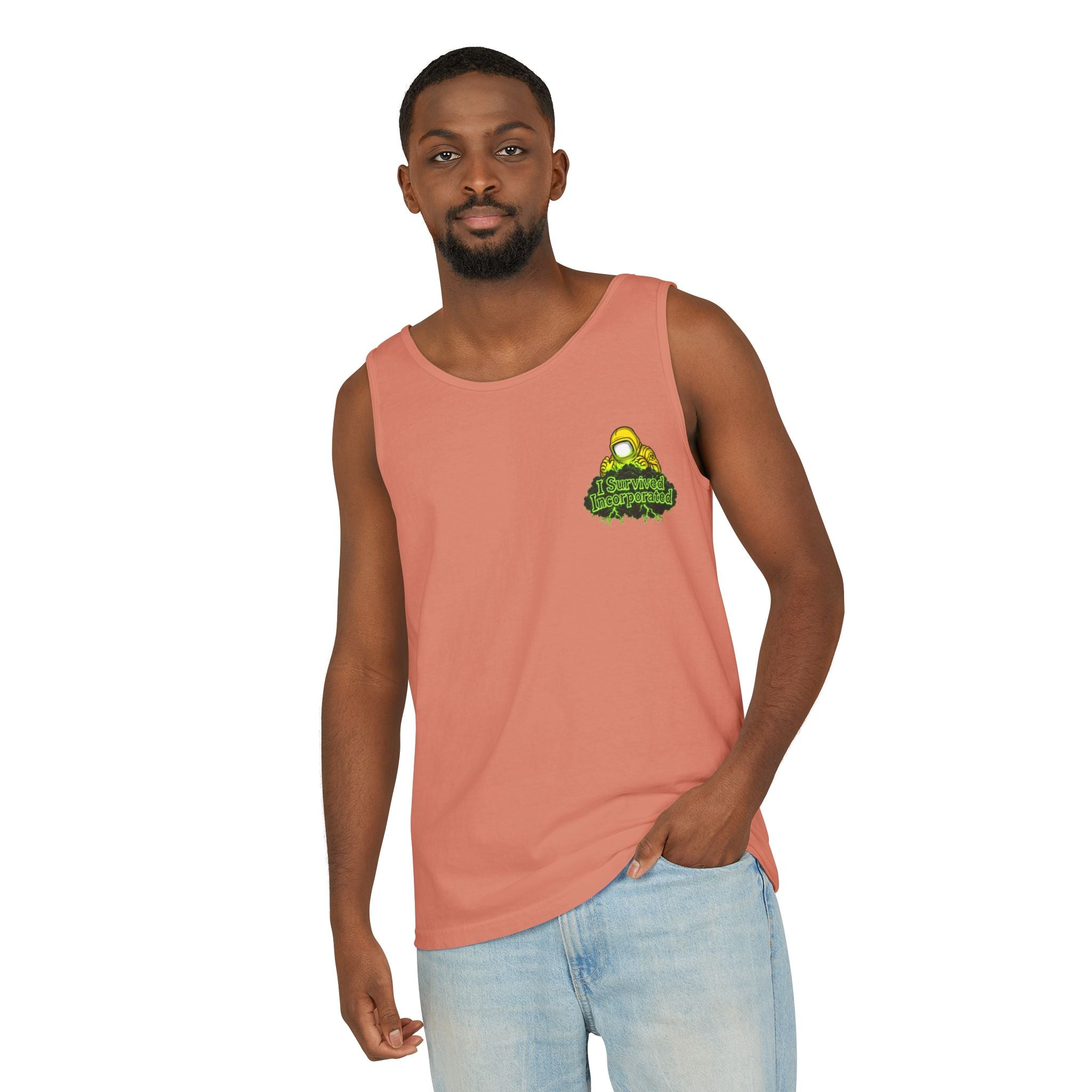 I Survived 2020 — "Please Stand By" Test Pattern Toxic Signal Tee Summer Premiere Unisex Garment-Dyed Tank Top