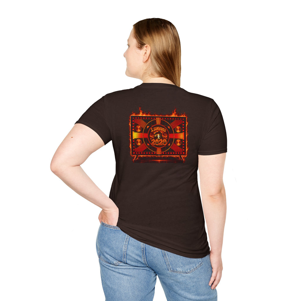 I Survived 2020 — "Please Stand By" Test Pattern Tee Wildfire Signal Edition Summer Premiere Unisex Softstyle T-Shirt