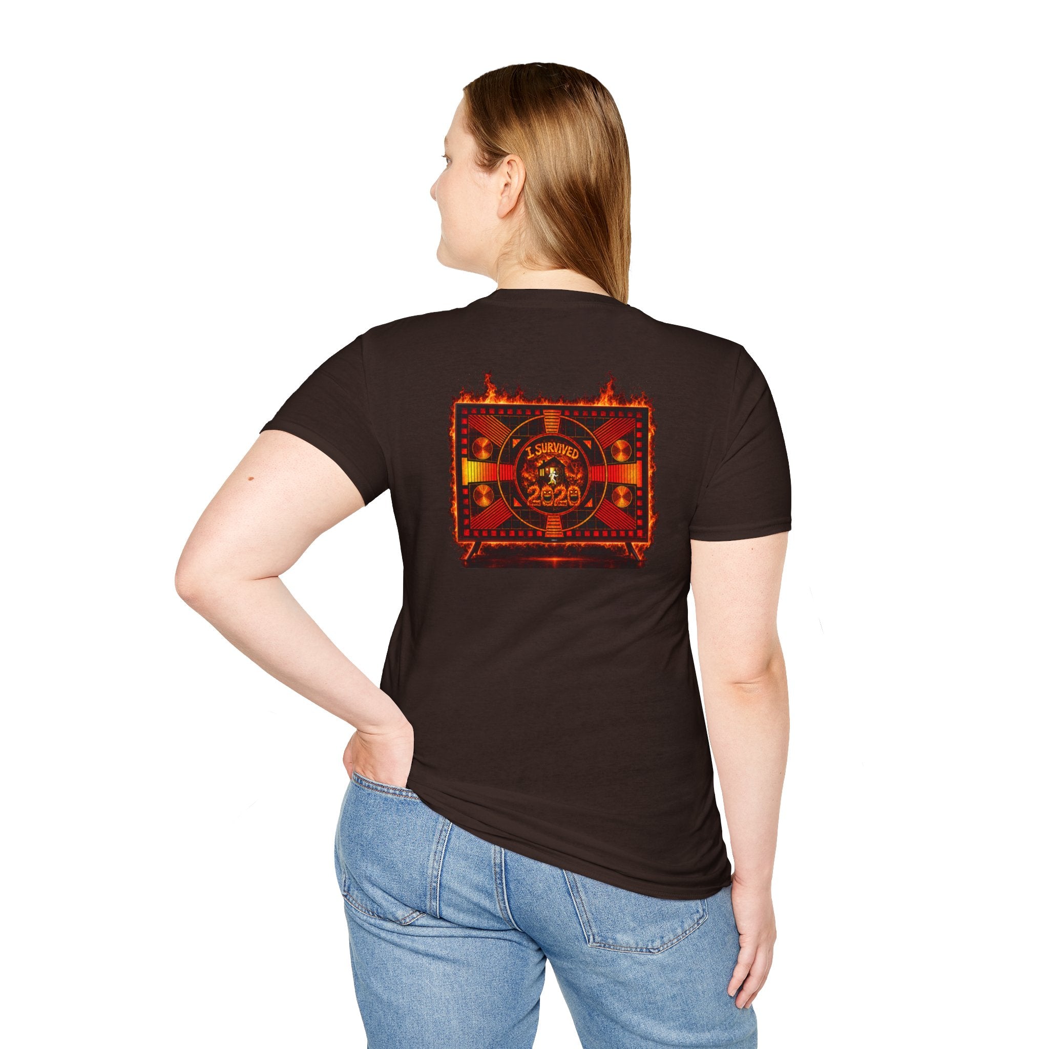 I Survived 2020 — "Please Stand By" Test Pattern Tee Wildfire Signal Edition Summer Premiere Unisex Softstyle T-Shirt