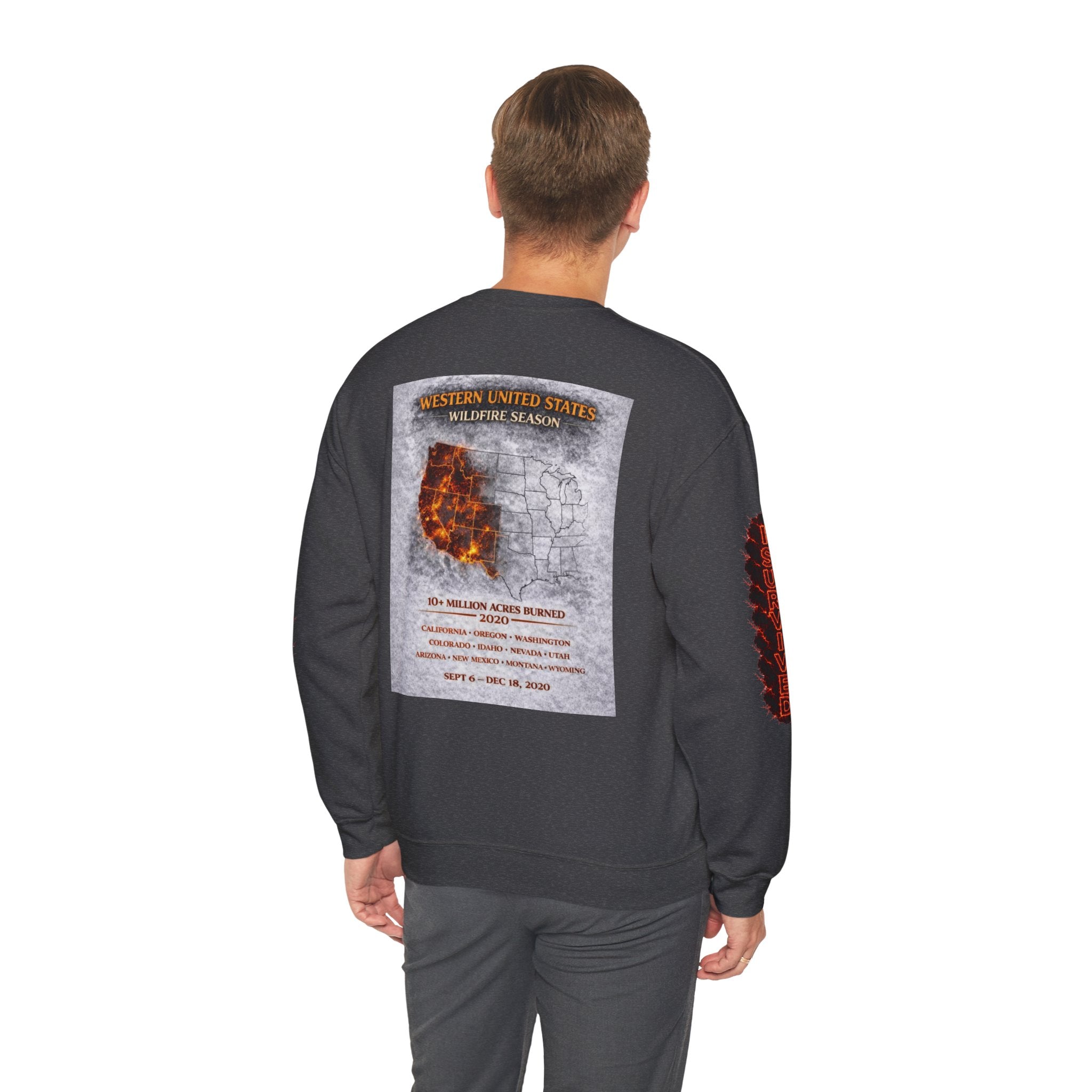 I Survived 2020 — Director's Cut S2:E4 "Western U.S. Wildfire Season" | Mid-Season Finale Pt. 1 | Wildfire Edition Memorial Unisex Heavy Blend™ Crewneck Sweatshirt