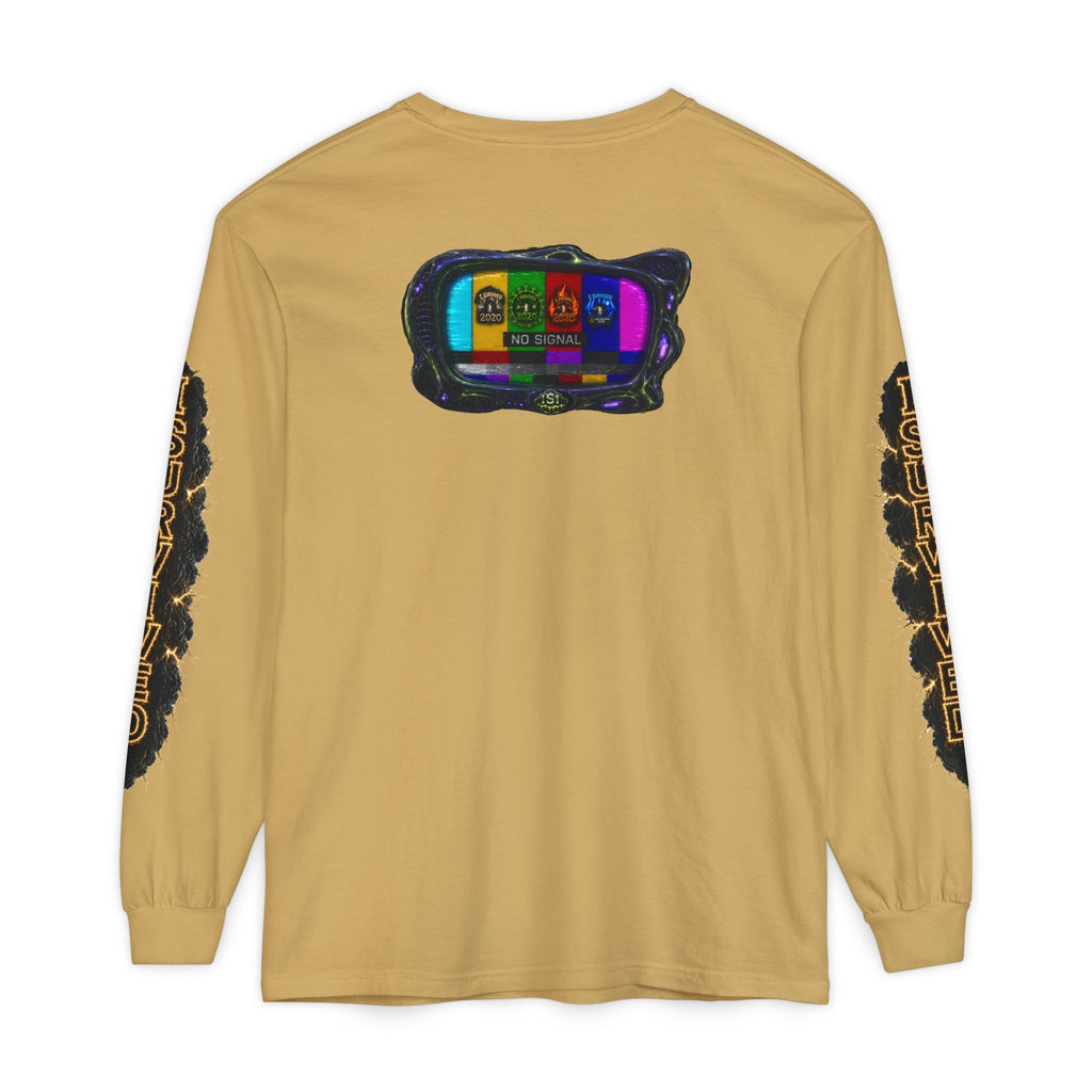 I Survived 2020 — "No Signal" Test Pattern Tee Special Edition Alien Broadcast Finale Summer Premiere Unisex Garment-Dyed Long Sleeve T-Shirt