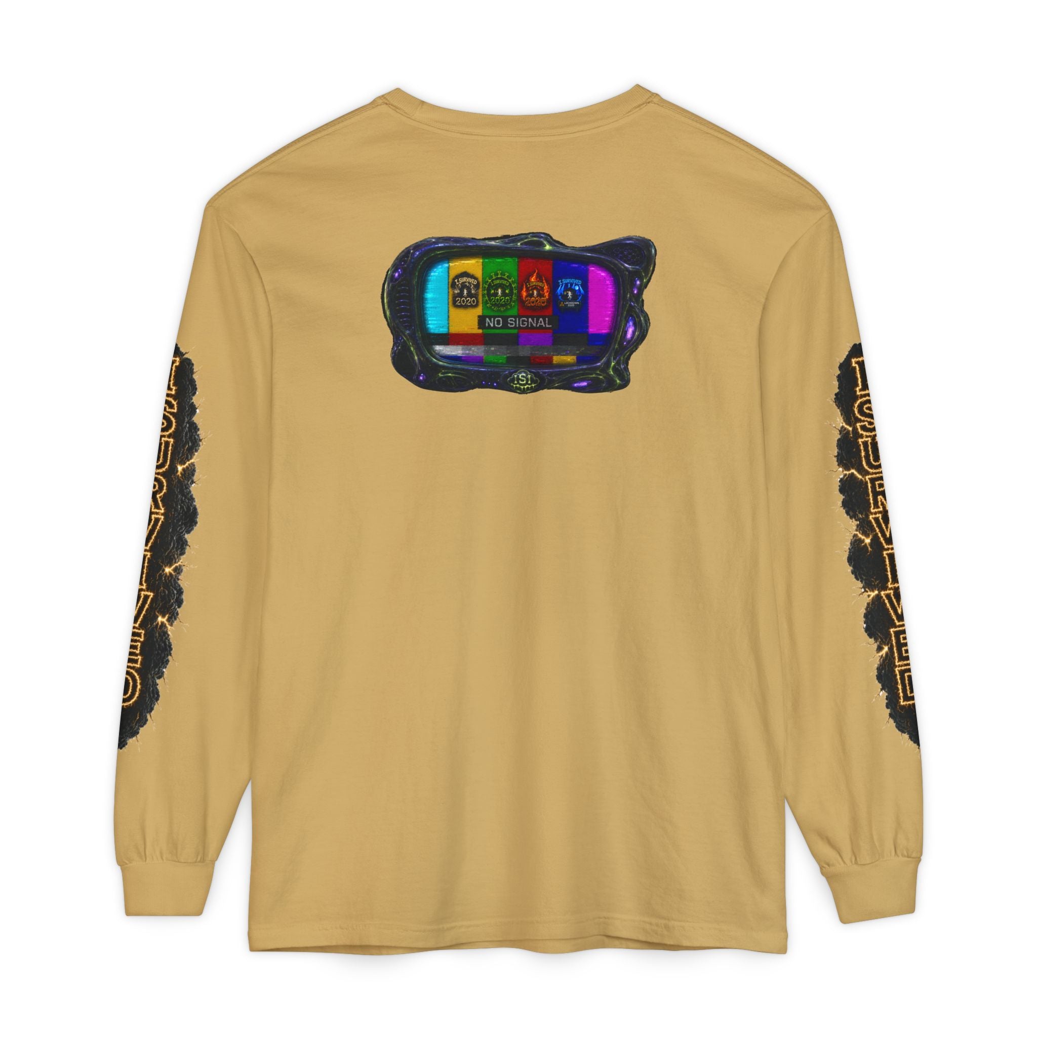 I Survived 2020 — "No Signal" Test Pattern Tee Special Edition Alien Broadcast Finale Summer Premiere Unisex Garment-Dyed Long Sleeve T-Shirt