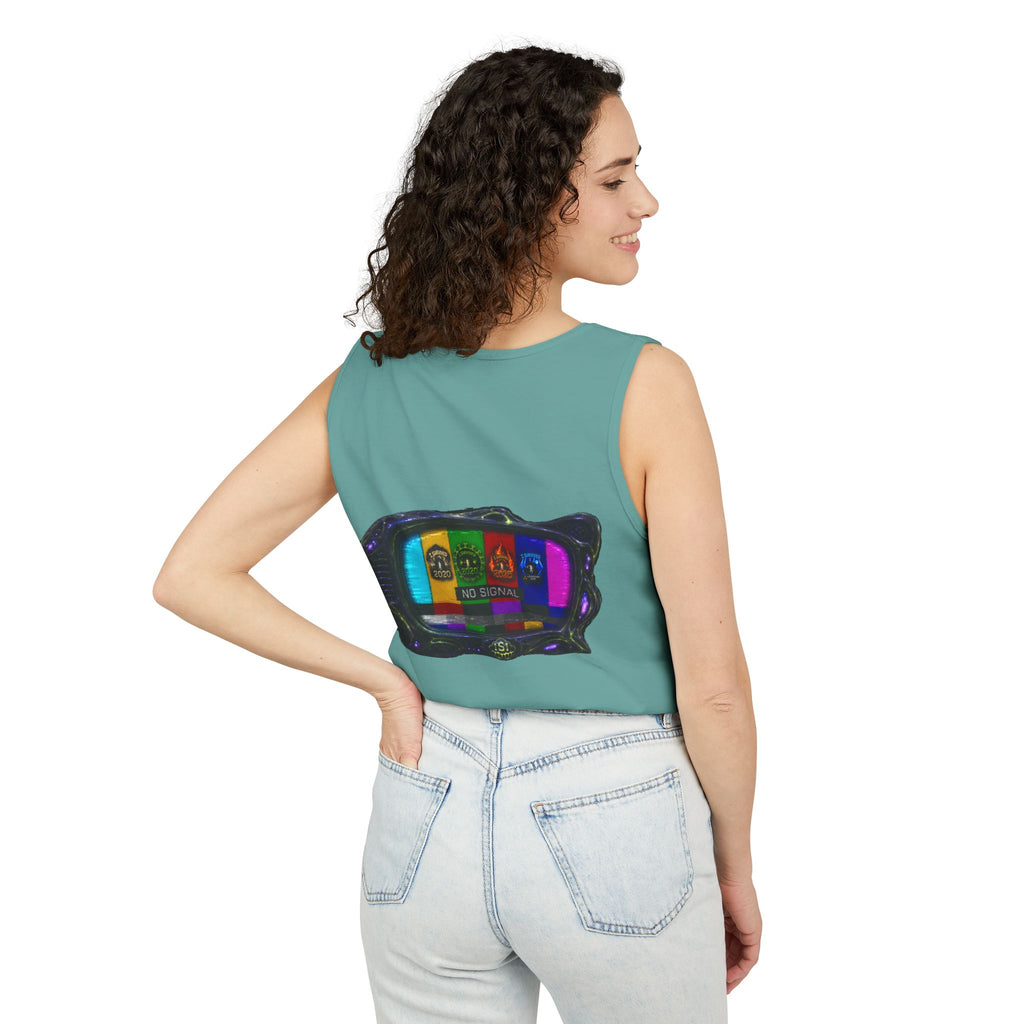 I Survived 2020 — "No Signal" Test Pattern Tee Alien Broadcast Finale Summer Premiere Unisex Garment-Dyed Tank Top