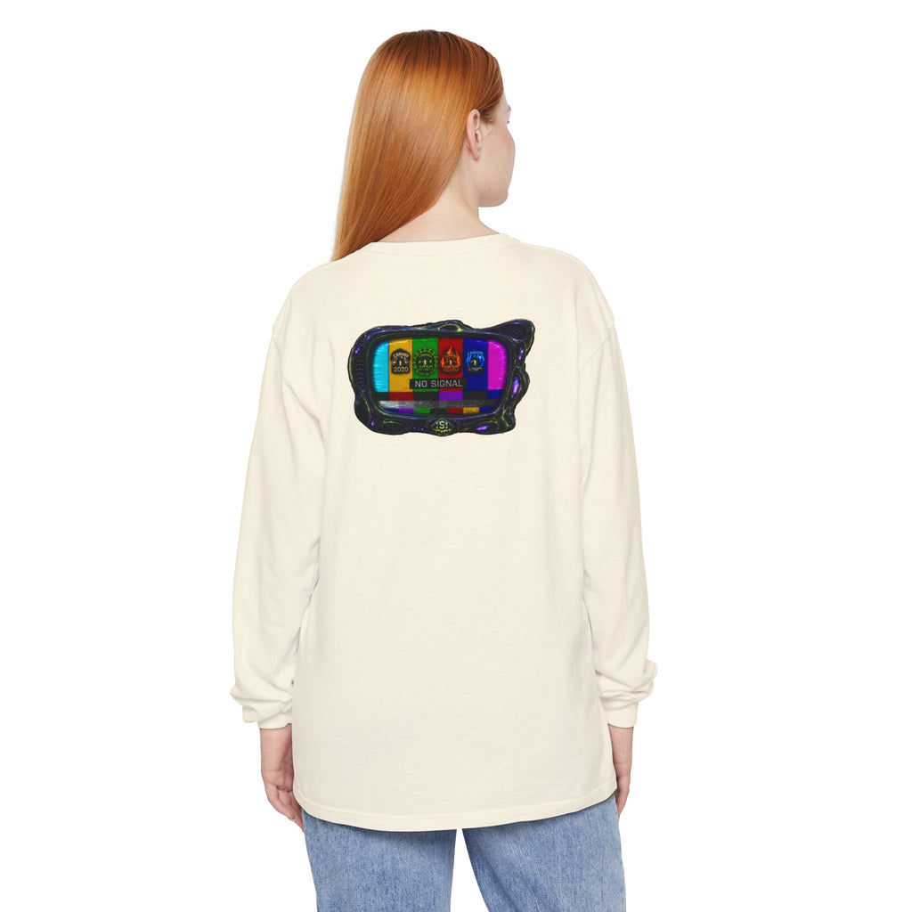 I Survived 2020 — "No Signal" Test Pattern Tee Alien Broadcast Finale Summer Premiere Garment-Dyed Long Sleeve T-Shirt