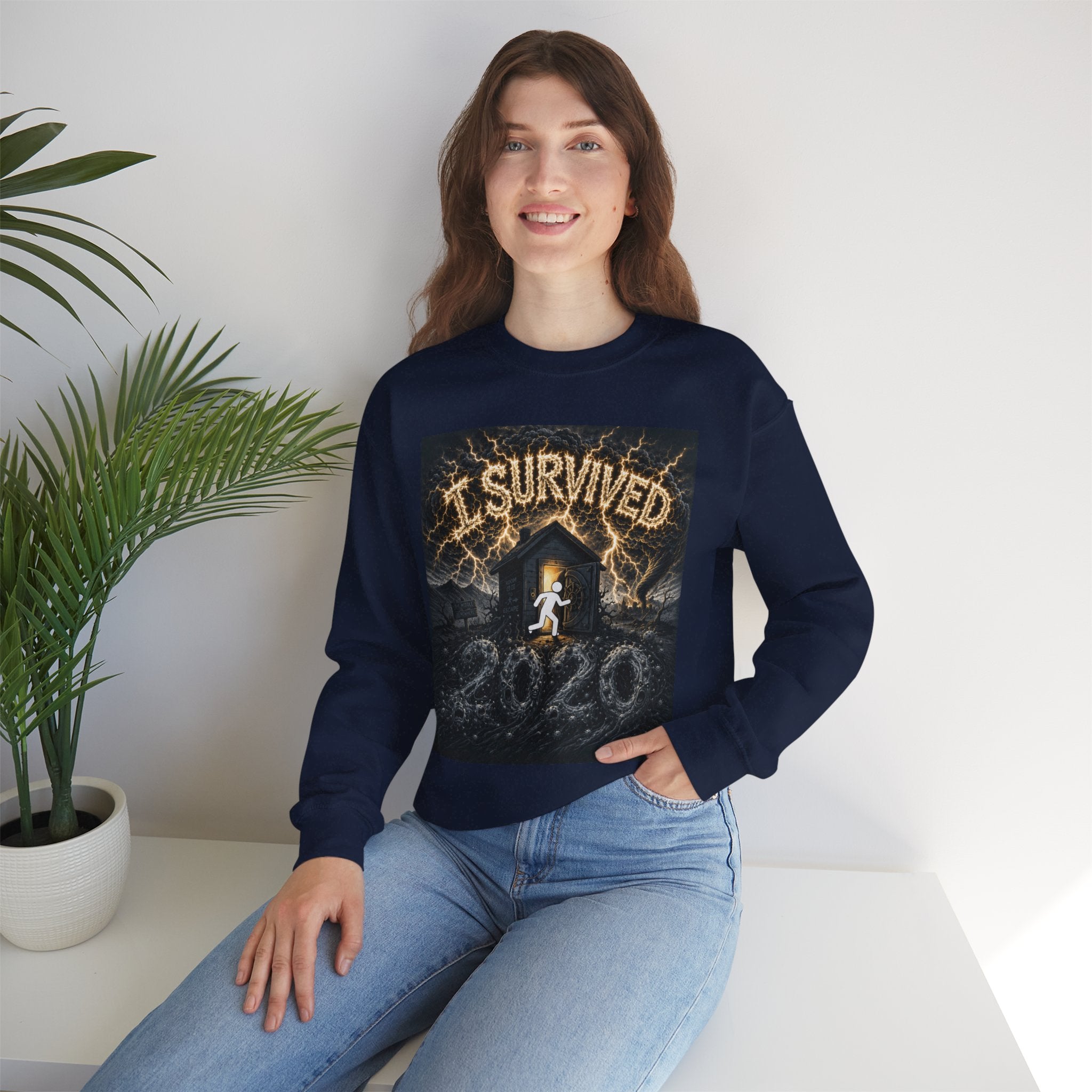 I Survived 2020 — Original Design Teaser Tee | Season 1 Premiere Drop Unisex Heavy Blend™ Crewneck Sweatshirt