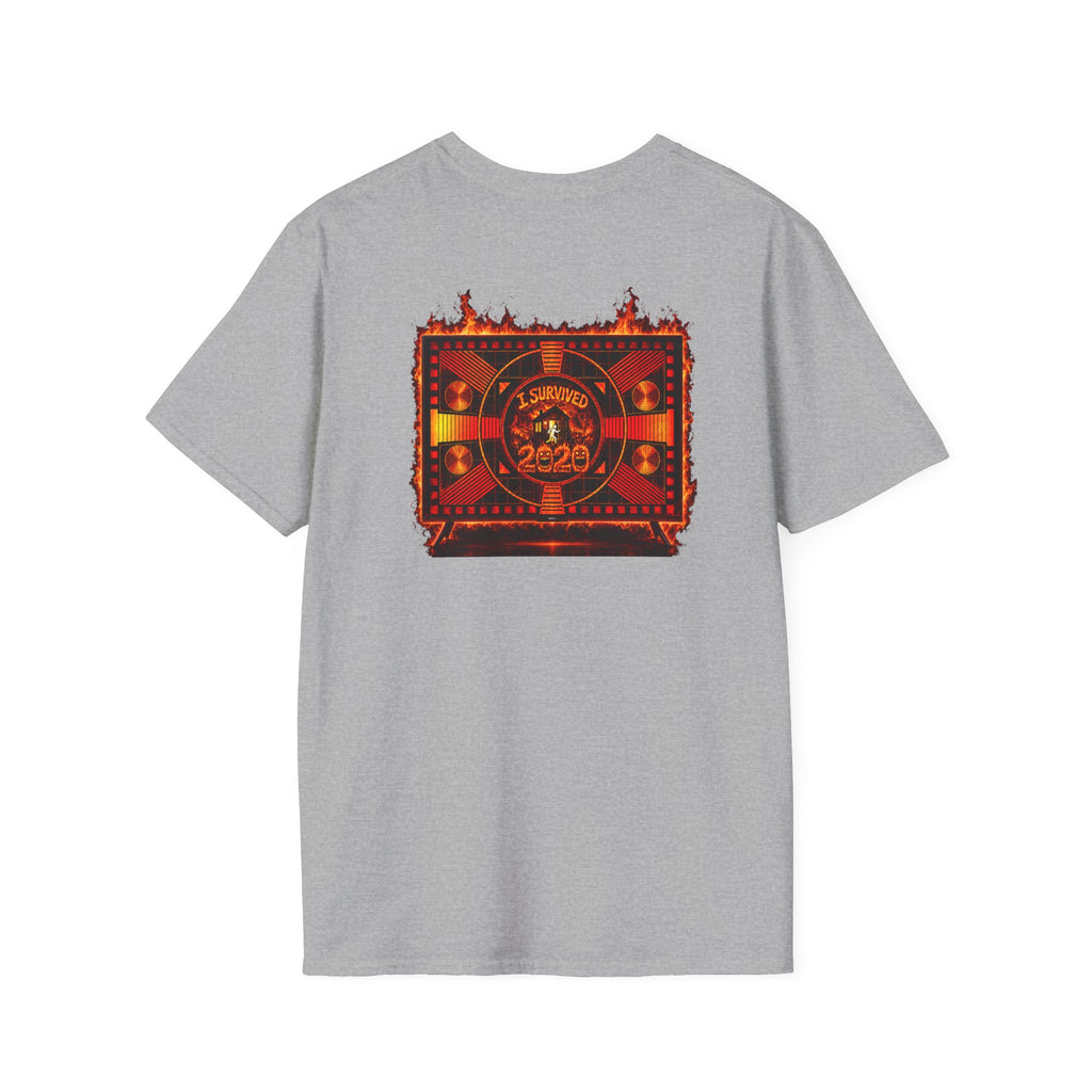 I Survived 2020 — "Please Stand By" Test Pattern Tee Wildfire Signal Edition Summer Premiere Unisex Softstyle T-Shirt