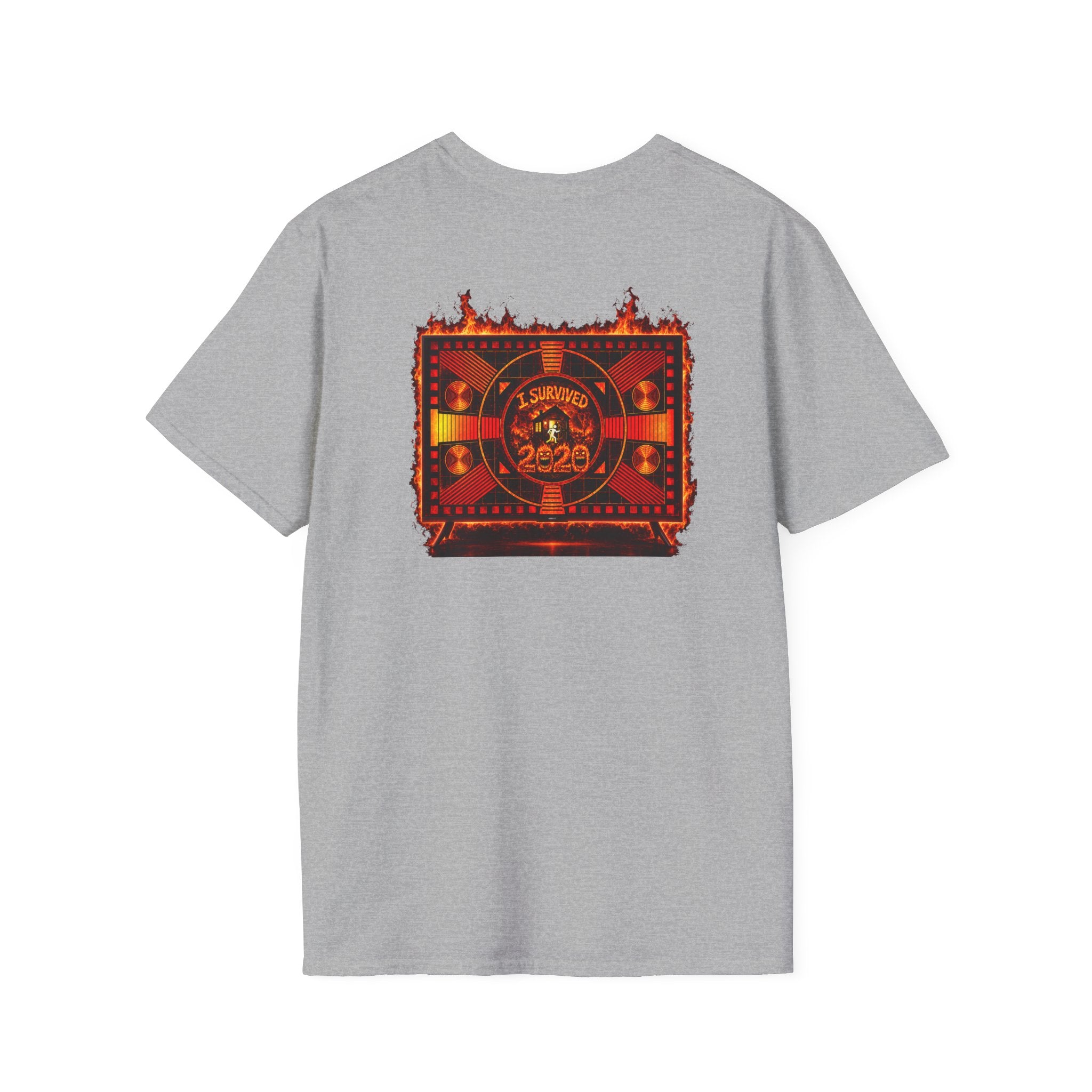 I Survived 2020 — "Please Stand By" Test Pattern Tee Wildfire Signal Edition Summer Premiere Unisex Softstyle T-Shirt
