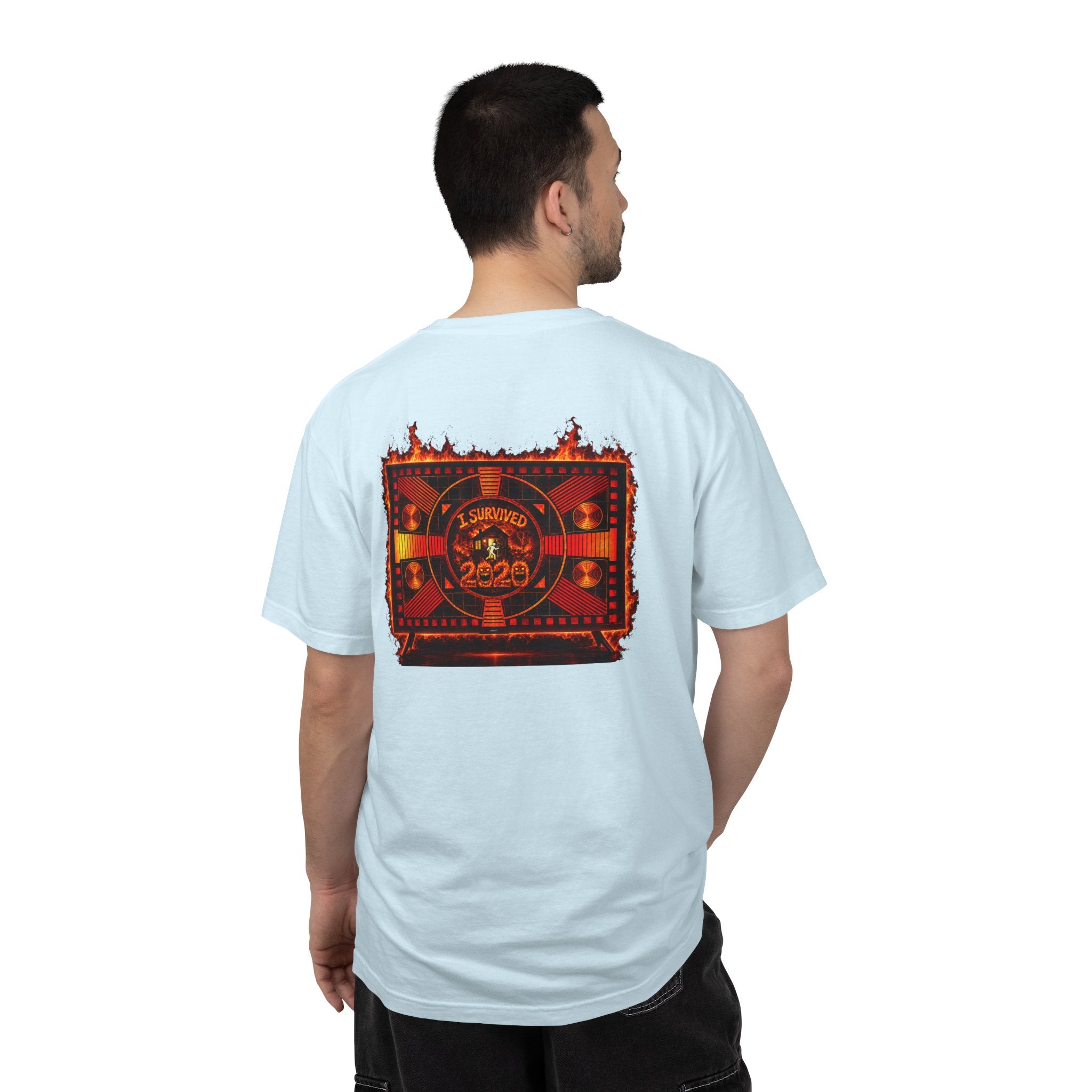 I Survived 2020 — "Please Stand By" Test Pattern Tee Wildfire Signal Edition Summer Premiere Unisex Garment-Dyed T-shirt