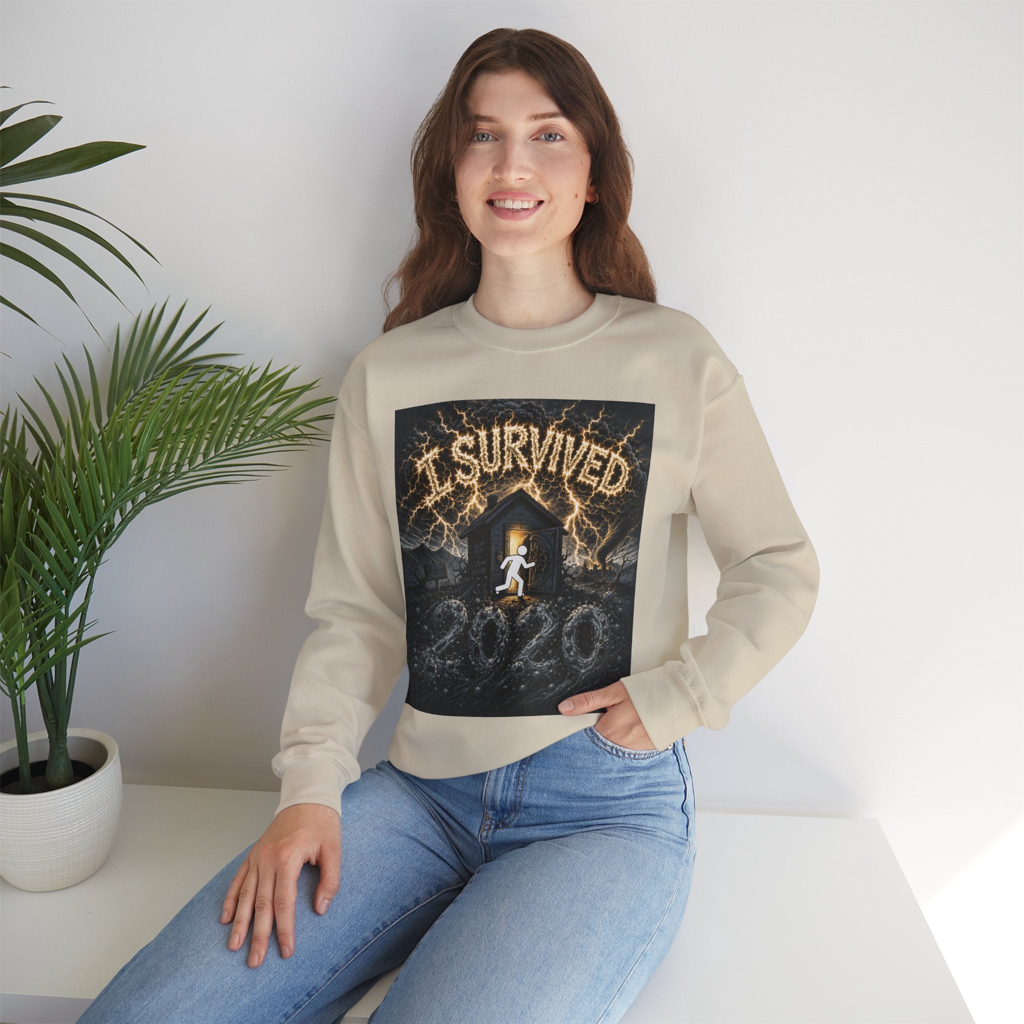 I Survived 2020 — Original Design Teaser Tee | Season 1 Premiere Drop Unisex Heavy Blend™ Crewneck Sweatshirt