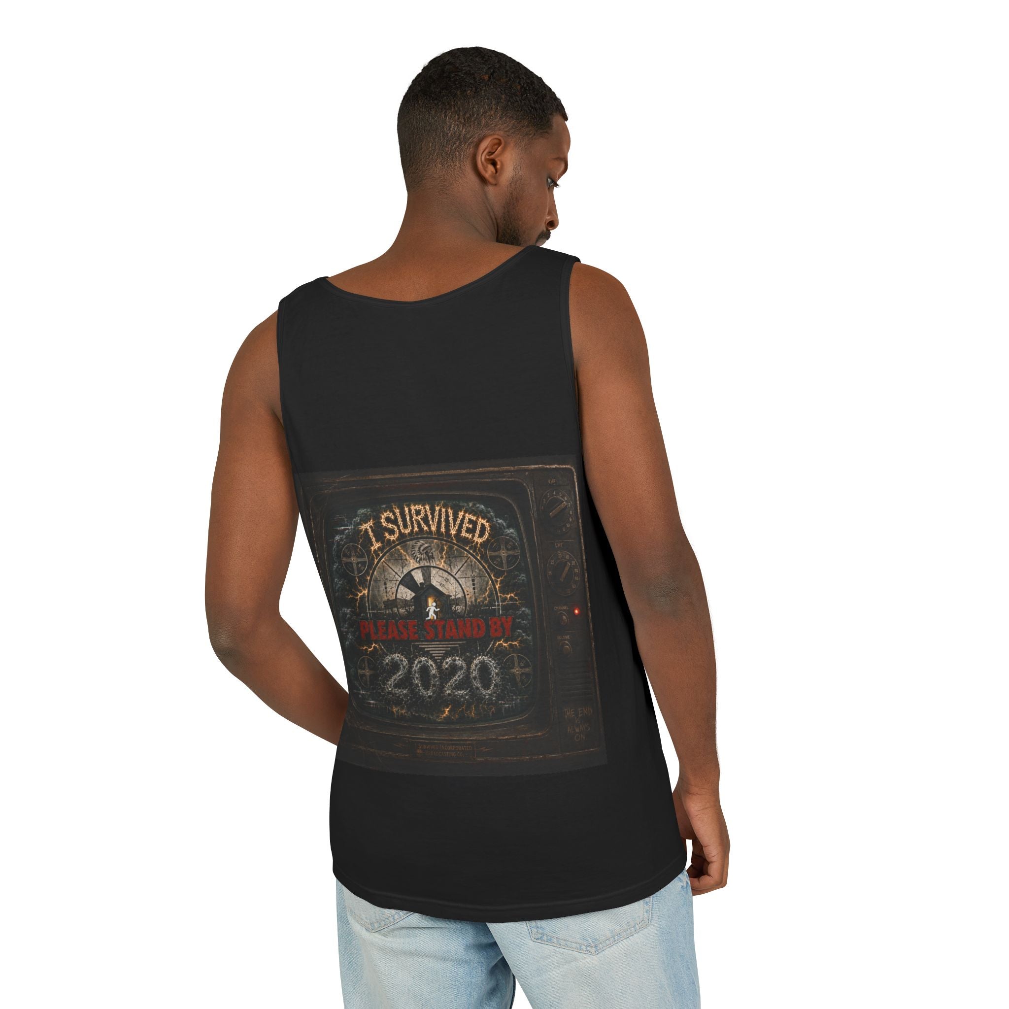 I Survived 2020 — "Please Stand By" Test Pattern Tee Summer Premier  Unisex Garment-Dyed Tank Top