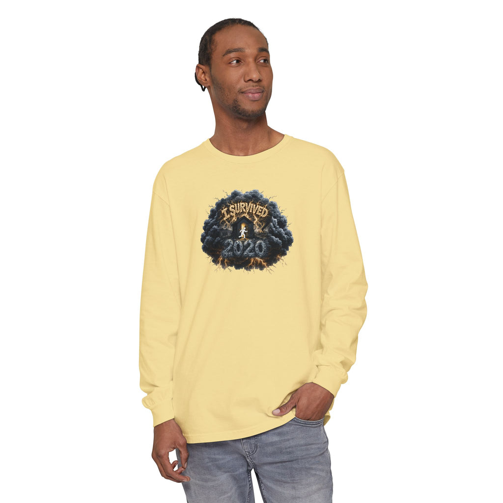 I Survived 2020 — Original PILOT Design: Director's Cut Unisex Garment-Dyed Long Sleeve T-Shirt