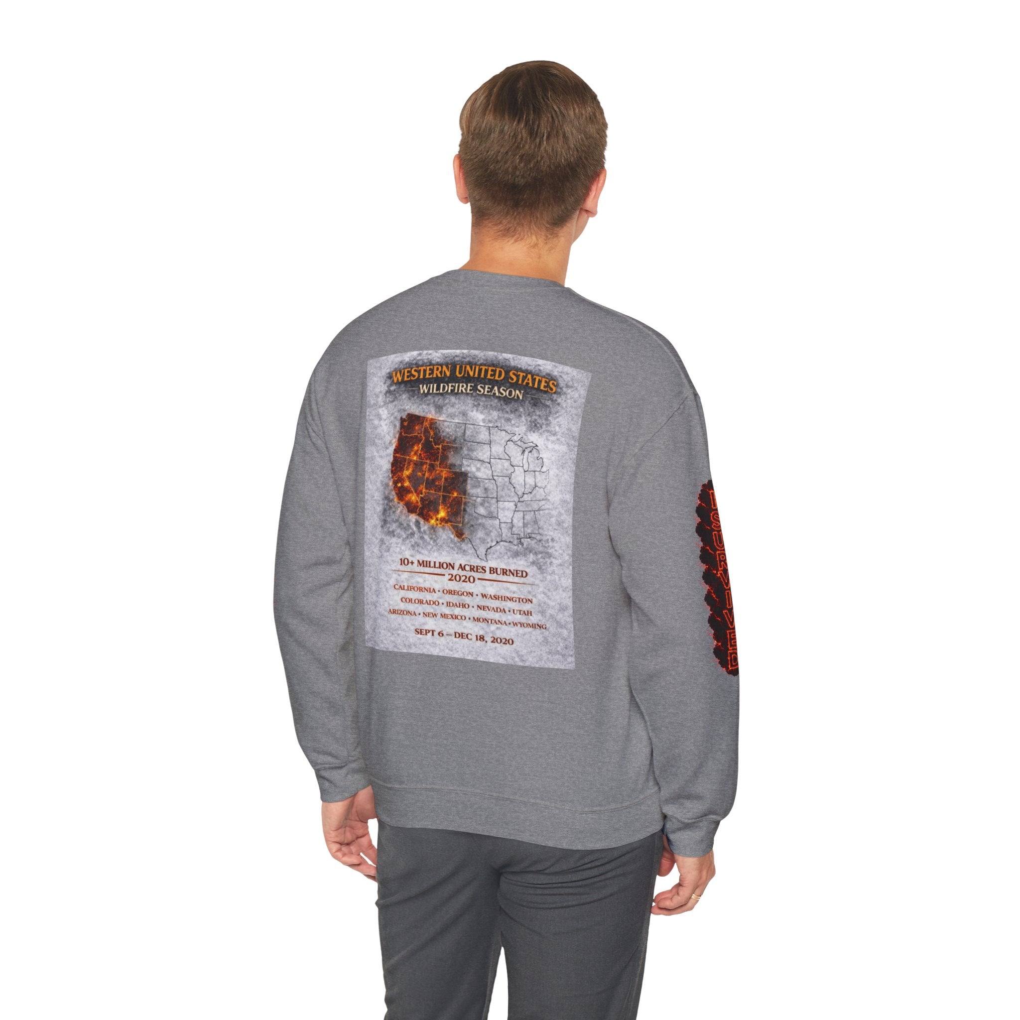 I Survived 2020 — WILDFIRES S2:E4: Director's Cut "Western U.S. Wildfire Season" Memorial Unisex Heavy Blend™ Crewneck Sweatshirt