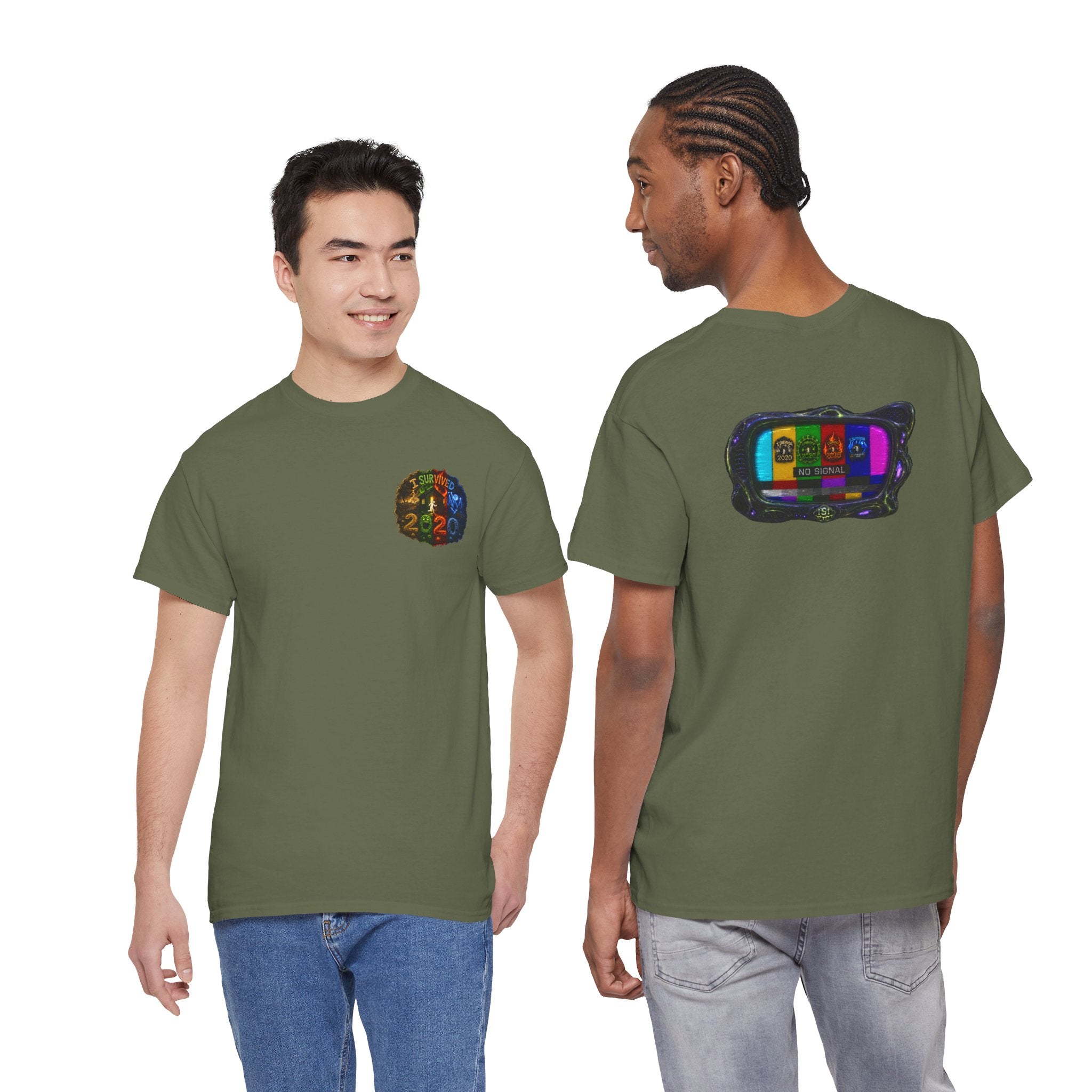 I Survived 2020 — "No Signal" Test Pattern Tee Alien Broadcast Finale Summer Premiere Unisex Heavy Cotton Tee