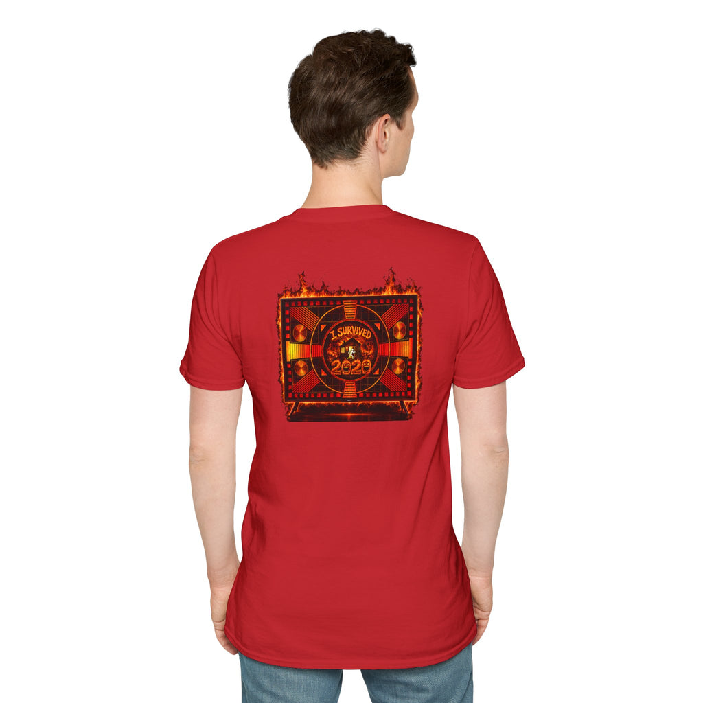 I Survived 2020 — "Please Stand By" Test Pattern Tee Wildfire Signal Edition Summer Premiere Unisex Softstyle T-Shirt