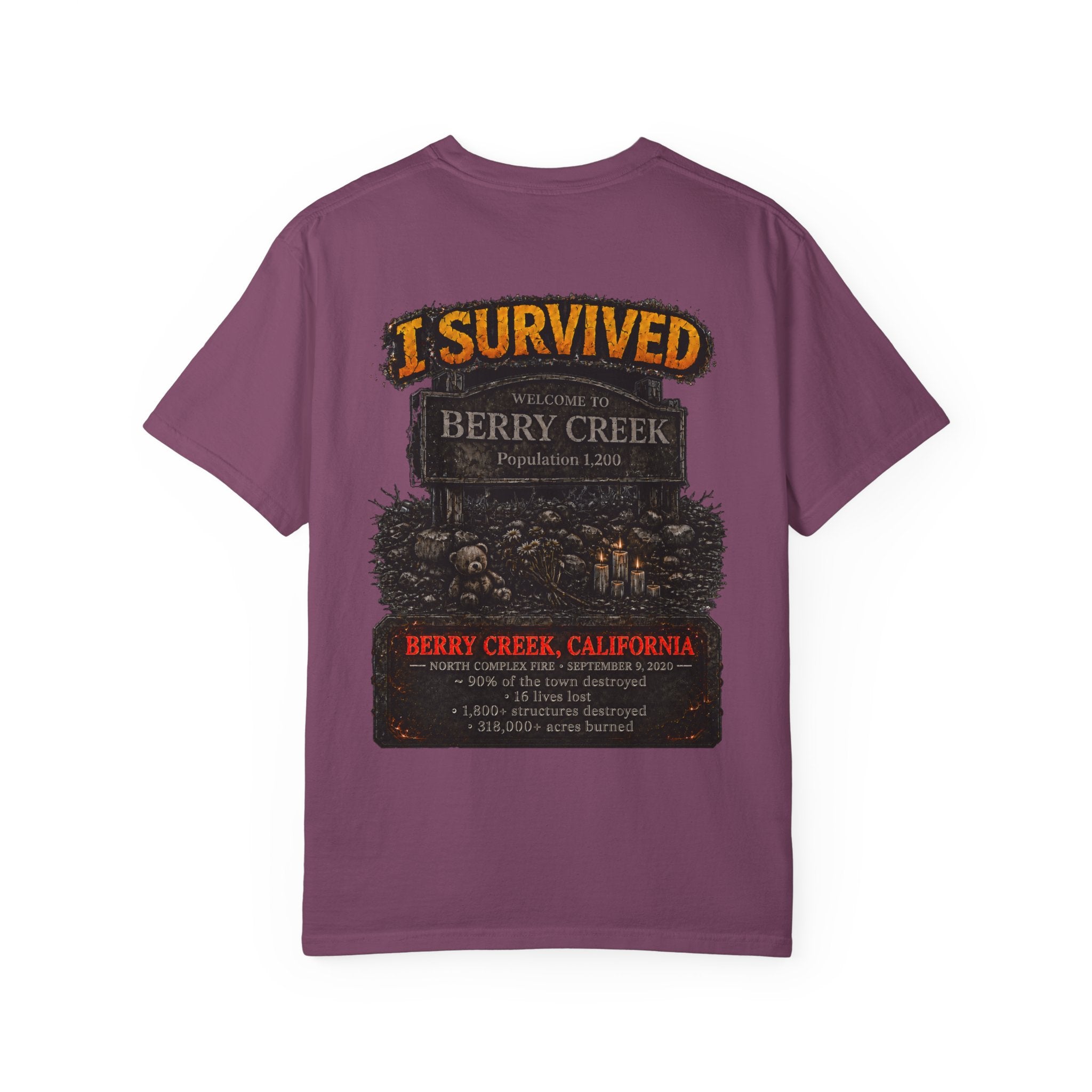 I Survived 2020 — Director's Cut S2:E1 "Berry Creek" | Wildfire Edition Memorial Unisex Garment-Dyed T-shirt