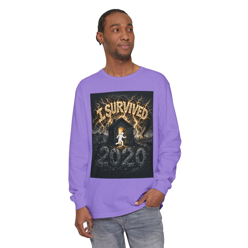 I Survived 2020 — Original Design Teaser Tee | Season 1 Premiere Drop Unisex Garment-dyed Long Sleeve T-Shirt
