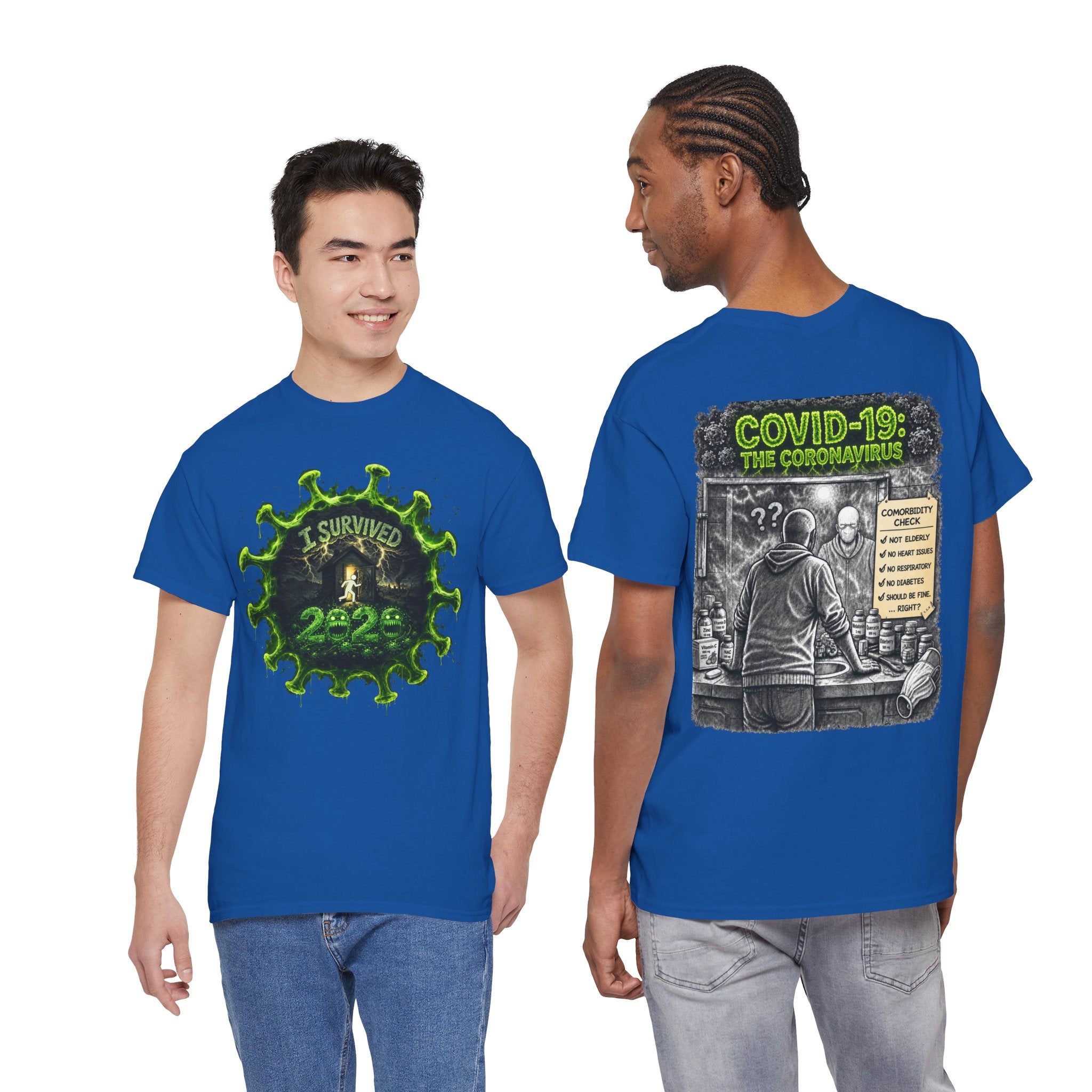 I Survived 2020 — Director's Cut S1:E1 "COVID-19: The Coronavirus" | Pandemic Edition Unisex Heavy Cotton Tee
