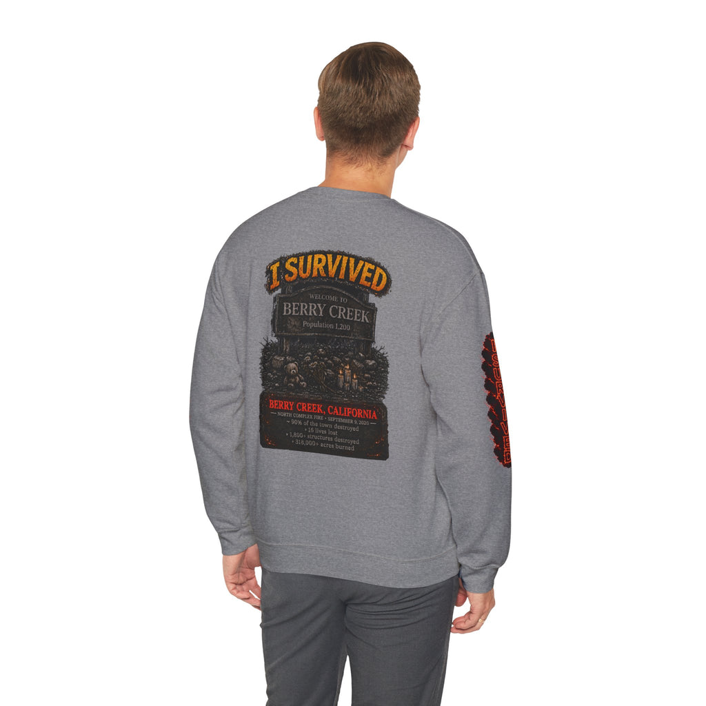 I Survived 2020 — WILDFIRES S2:E1: Director's Cut "Berry Creek" Memorial Unisex Heavy Blend™ Crewneck Sweatshirt
