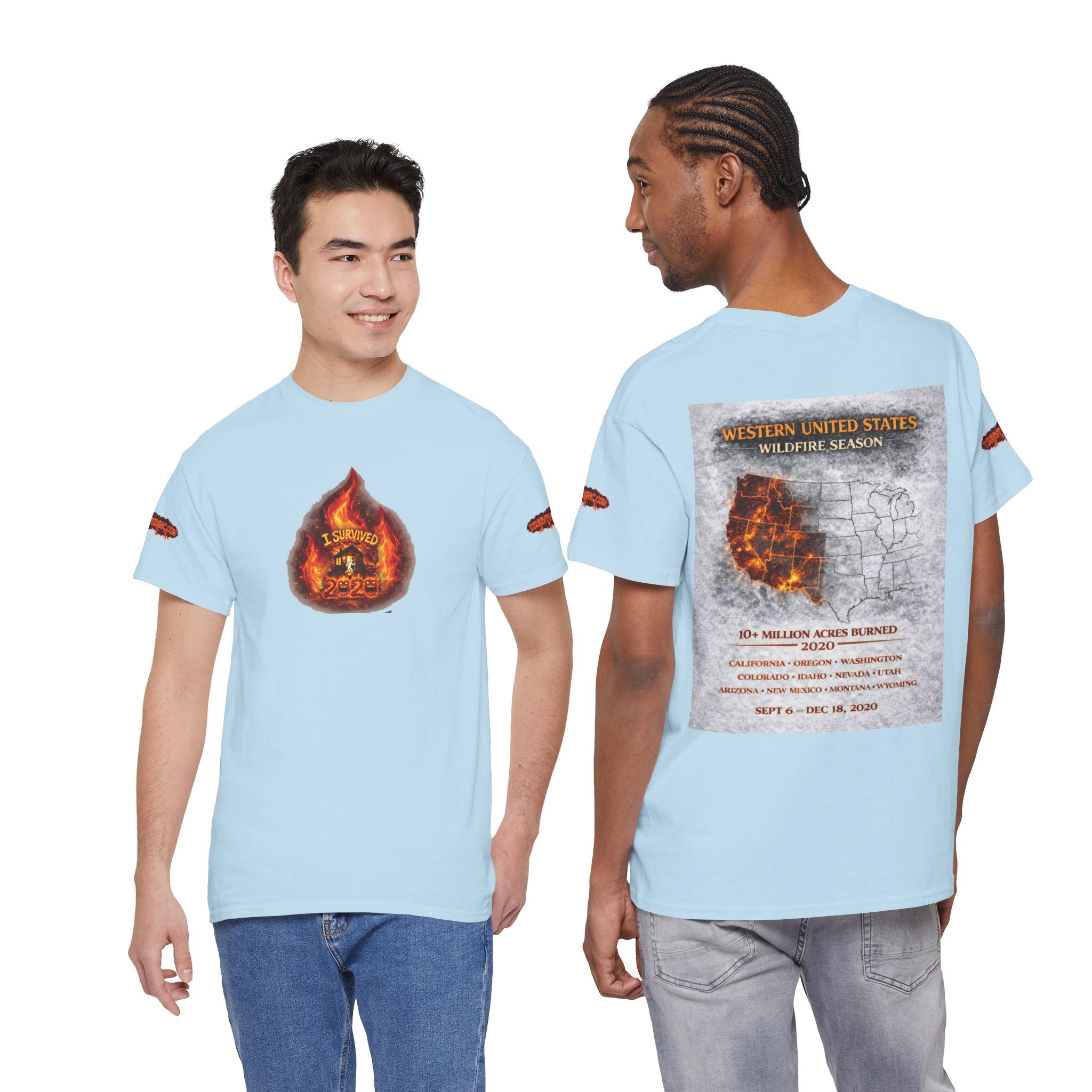 I Survived 2020 —  WILDFIRES S2:E4: Director's Cut Special Edition "Western U.S. Wildfire Season" Memorial Unisex Heavy Cotton Tee