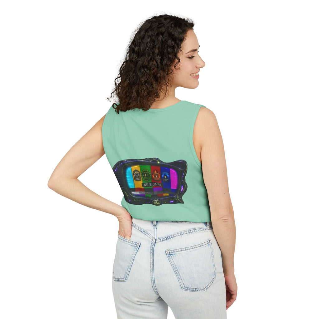 I Survived 2020 — "No Signal" Test Pattern Tee Alien Broadcast Finale Summer Premiere Unisex Garment-Dyed Tank Top