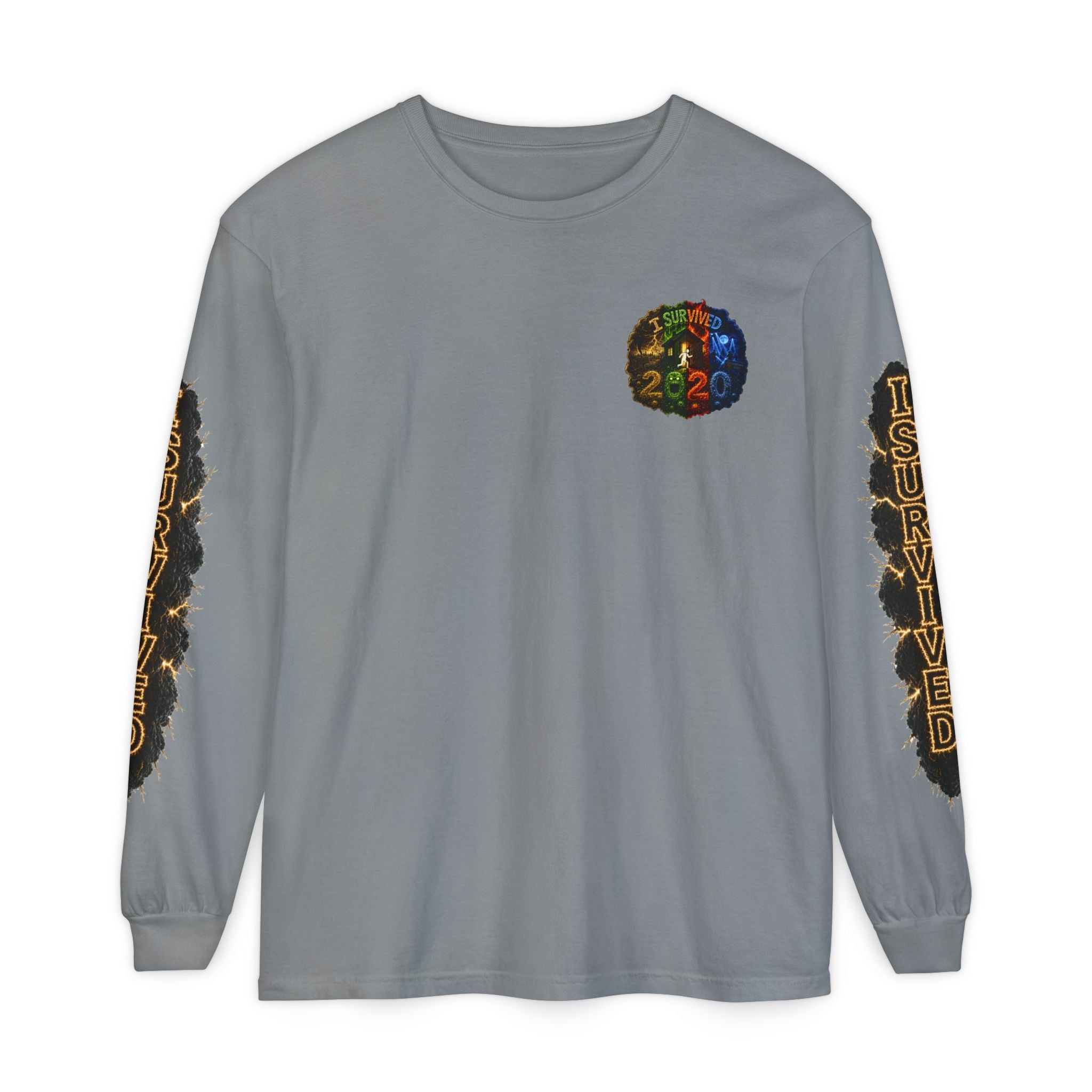 I Survived 2020 — "No Signal" Test Pattern Tee Special Edition Alien Broadcast Finale Summer Premiere Unisex Garment-Dyed Long Sleeve T-Shirt