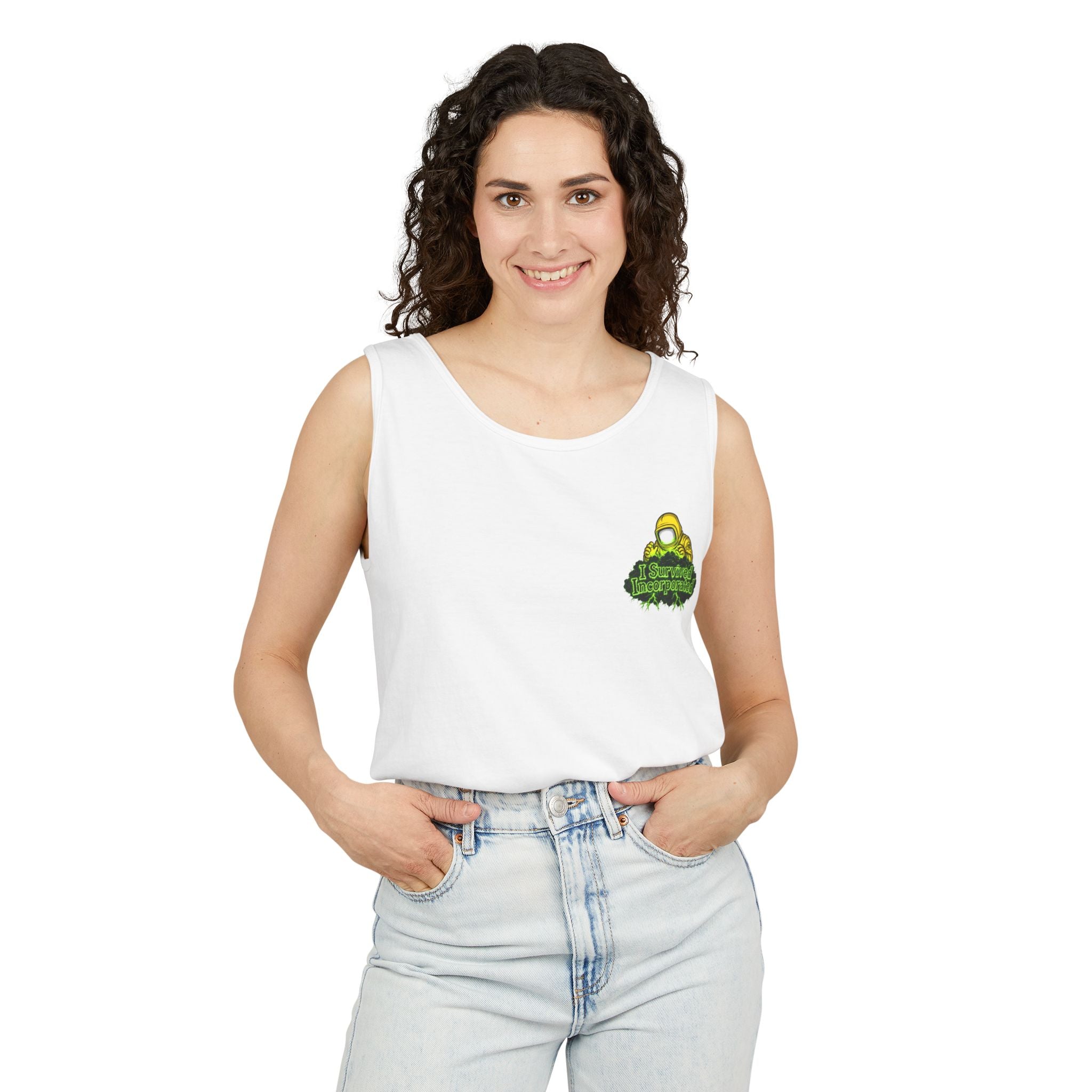 I Survived 2020 — "Please Stand By" Test Pattern Toxic Signal Tee Summer Premiere Unisex Garment-Dyed Tank Top
