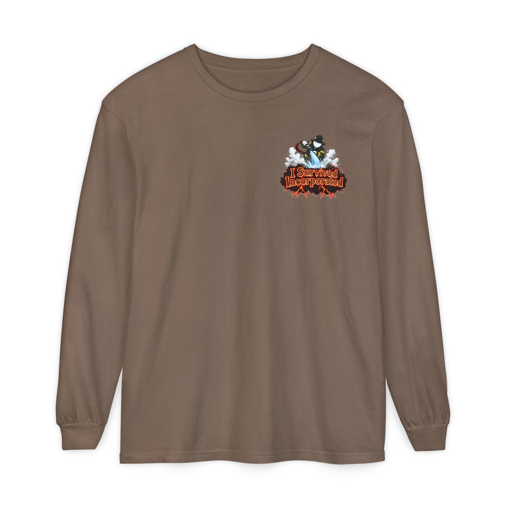 I Survived 2020 — "Please Stand By" Test Pattern Tee Wildfire Signal Edition Summer Premiere Unisex Garment-Dyed Long Sleeve T-Shirt