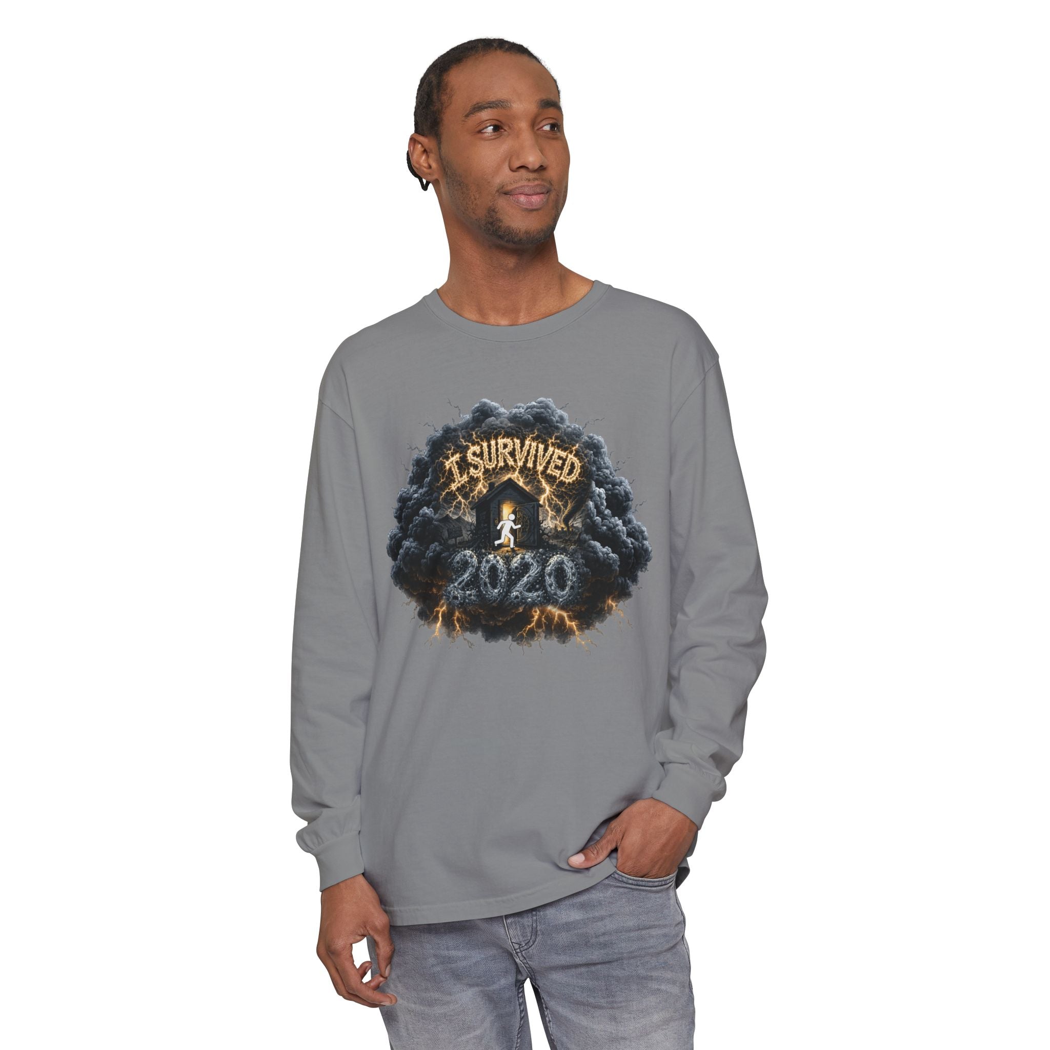 I Survived 2020 — Director's Cut Original Design Teaser Tee | Season 1 Premiere Drop Unisex Garment-Dyed Long Sleeve T-Shirt