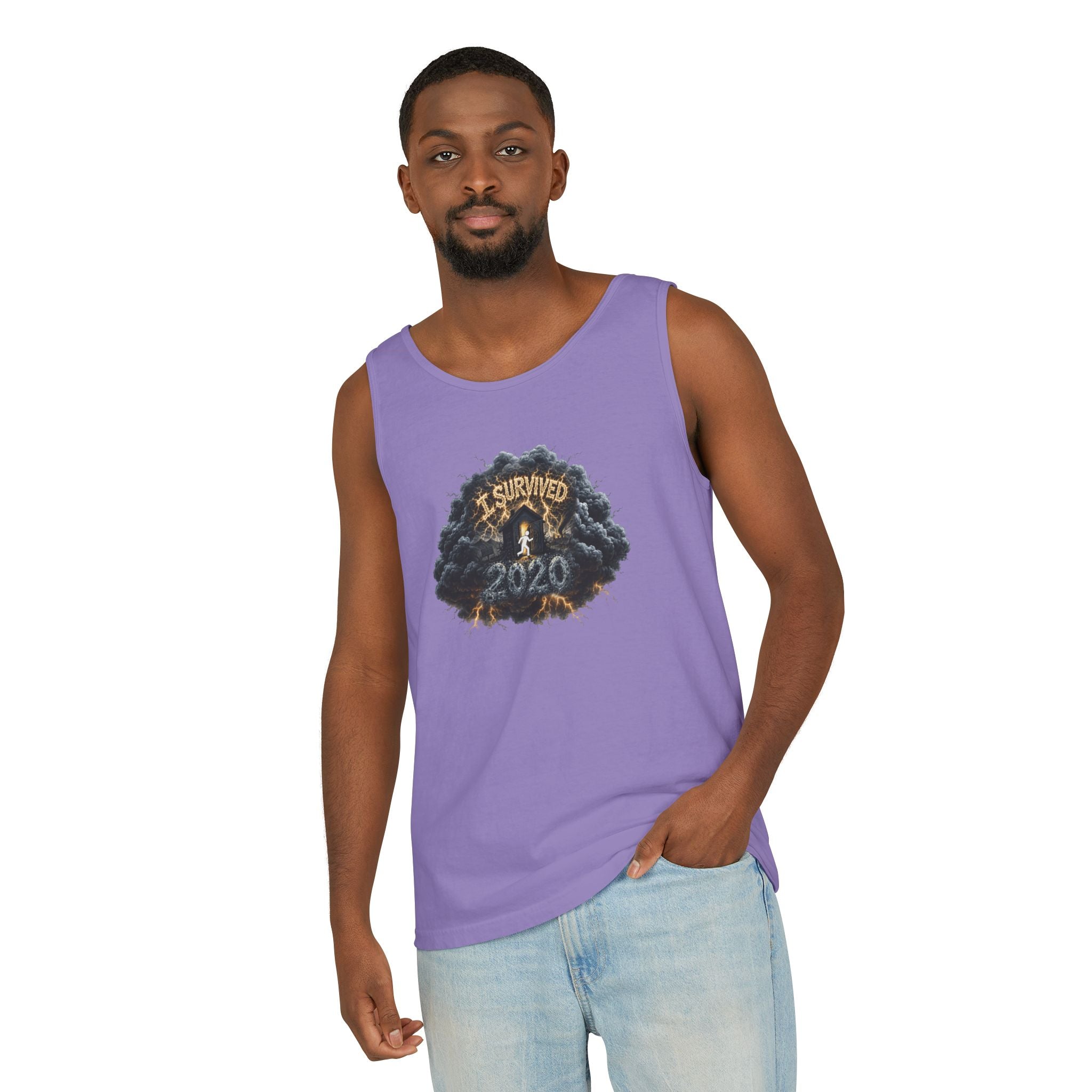 I Survived 2020 — Original PILOT Design: Director's Cut Unisex Garment-Dyed Tank Top