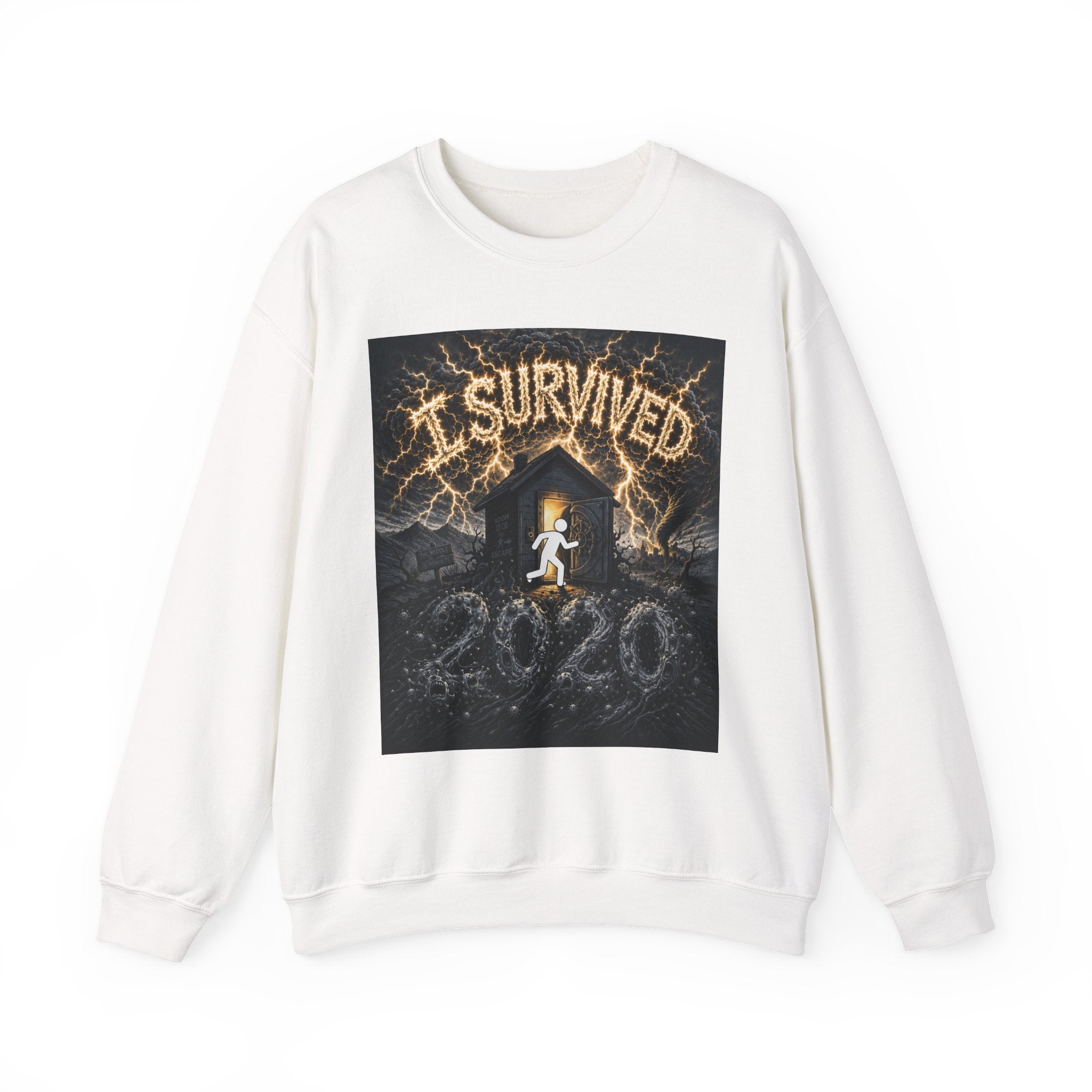 I Survived 2020 — Original Design Teaser Tee | Season 1 Premiere Drop Unisex Heavy Blend™ Crewneck Sweatshirt