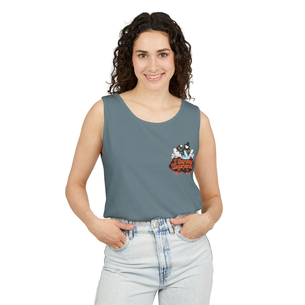 I Survived 2020 — "Please Stand By" Test Pattern Tee Wildfire Signal Edition Summer Premiere Unisex Garment-Dyed Tank Top