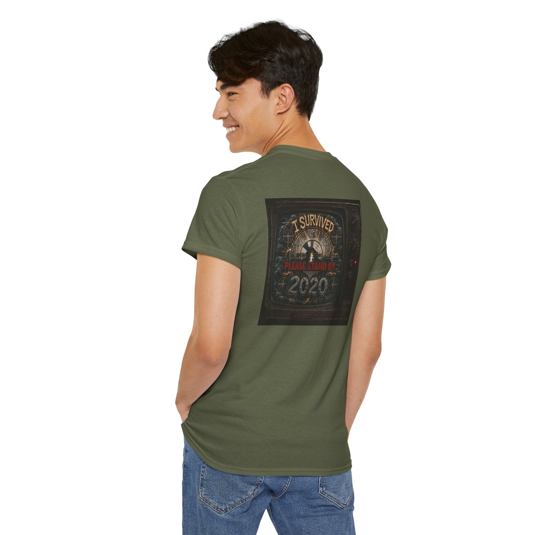 I Survived 2020 — "Please Stand By" Test Pattern Tee Summer Premier Unisex Heavy Cotton Tee
