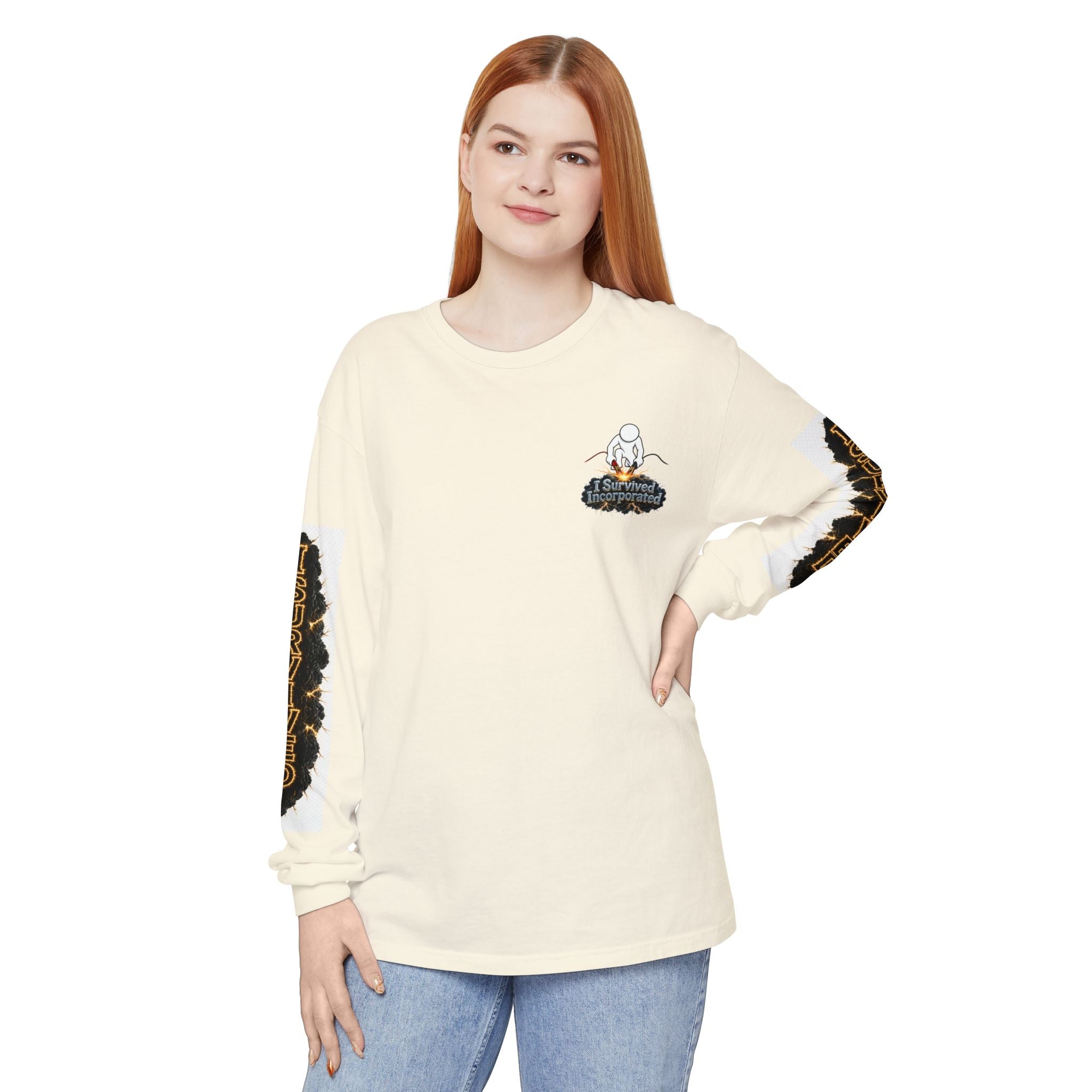 I Survived 2020 — "Please Stand By" Test Pattern Tee Special Edition Summer Premier Unisex Garment-Dyed Long Sleeve T-Shirt