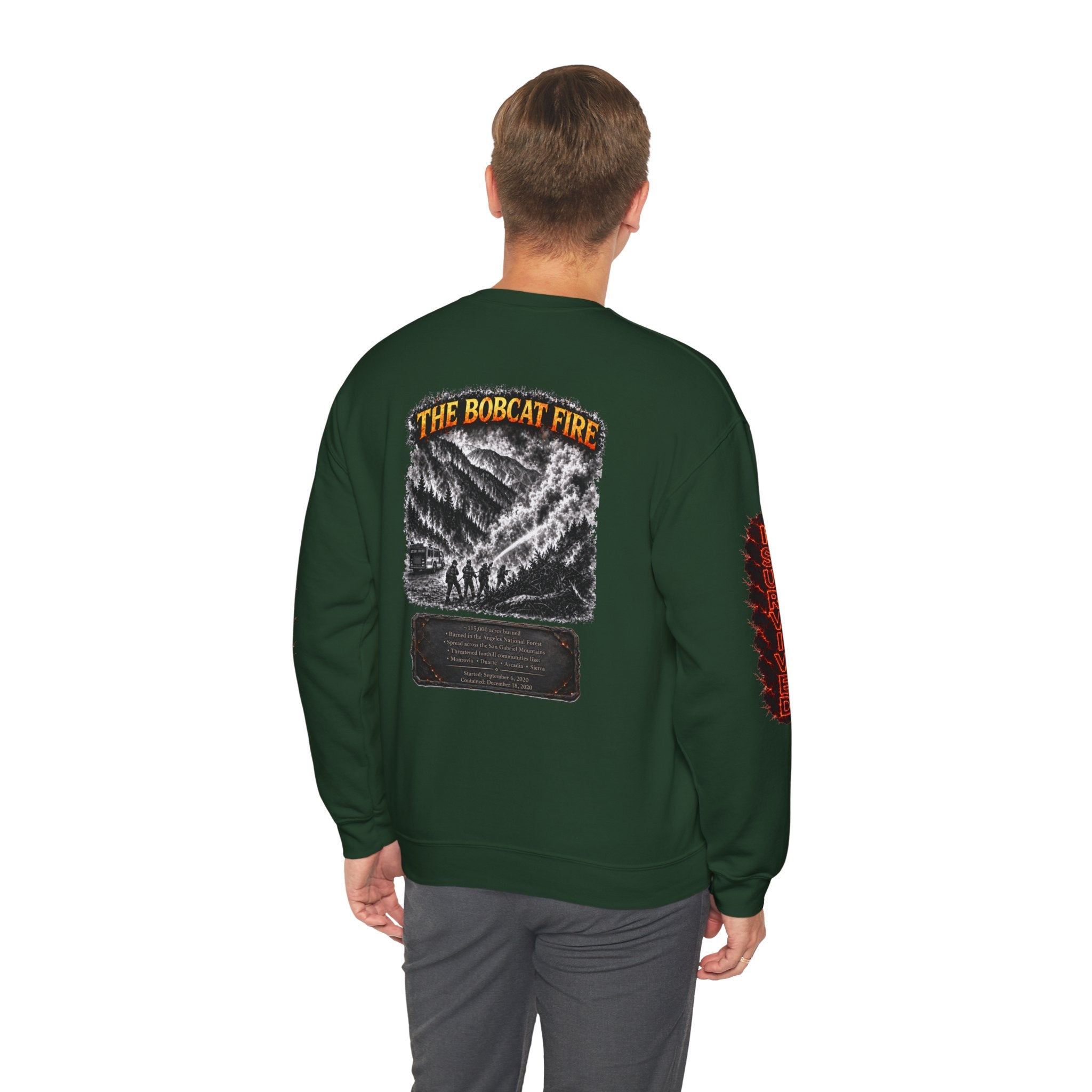 I Survived 2020 — WILDFIRES S2:E2: Director's Cut "The Bobcat Fire" Memorial Unisex Heavy Blend™ Crewneck Sweatshirt