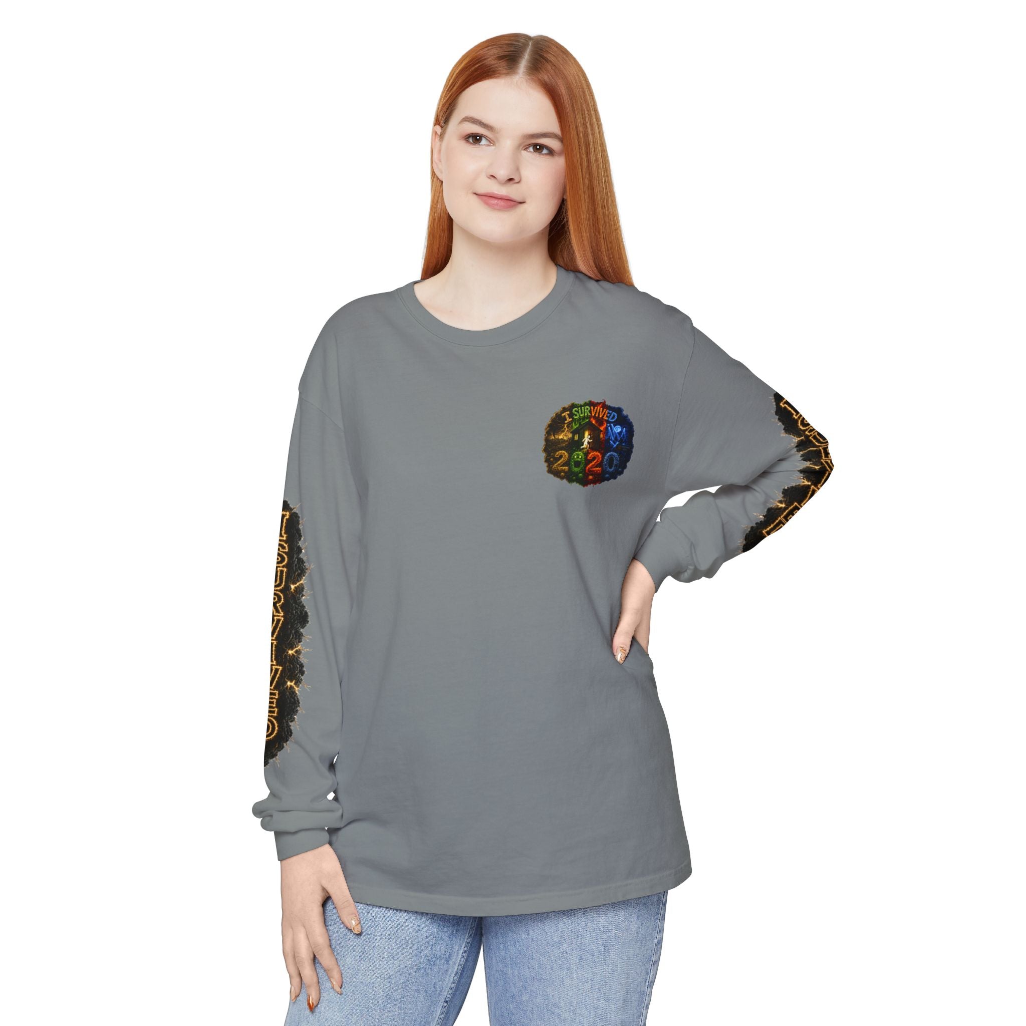 I Survived 2020 — "No Signal" Test Pattern Tee Special Edition Alien Broadcast Finale Summer Premiere Unisex Garment-Dyed Long Sleeve T-Shirt