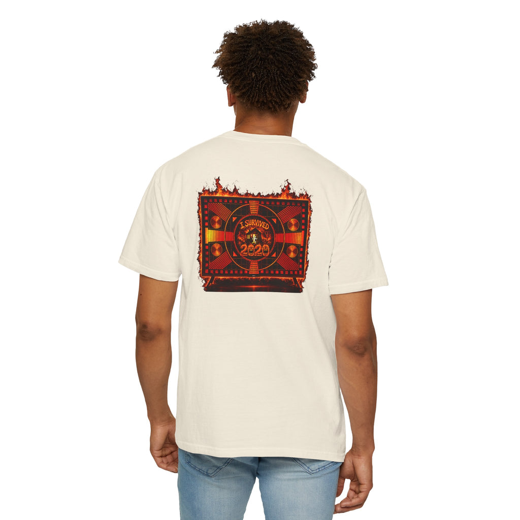 I Survived 2020 — "Please Stand By" Test Pattern Tee Wildfire Signal Edition Summer Premiere Unisex Garment-Dyed T-shirt