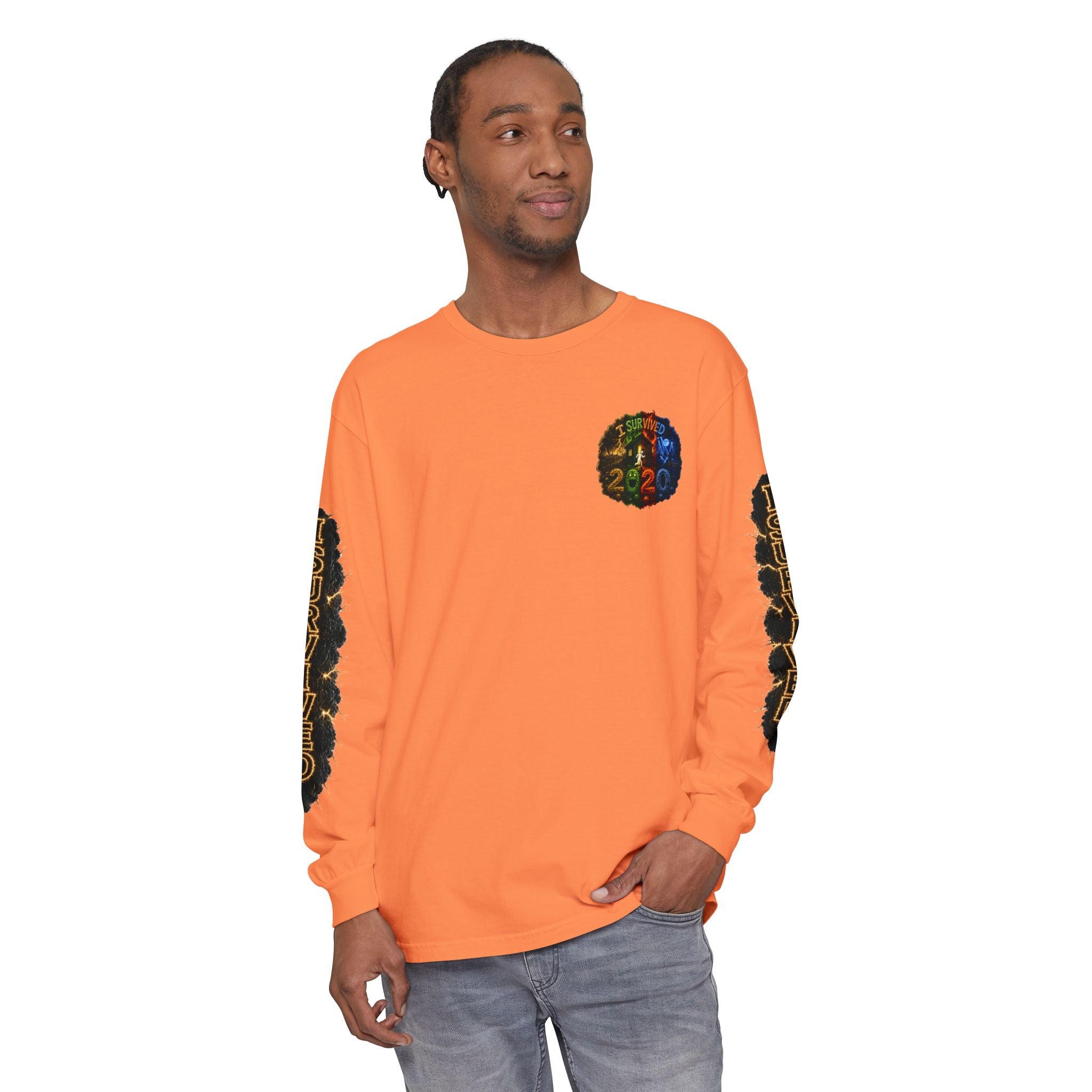 I Survived 2020 — "No Signal" Test Pattern Tee Special Edition Alien Broadcast Finale Summer Premiere Unisex Garment-Dyed Long Sleeve T-Shirt