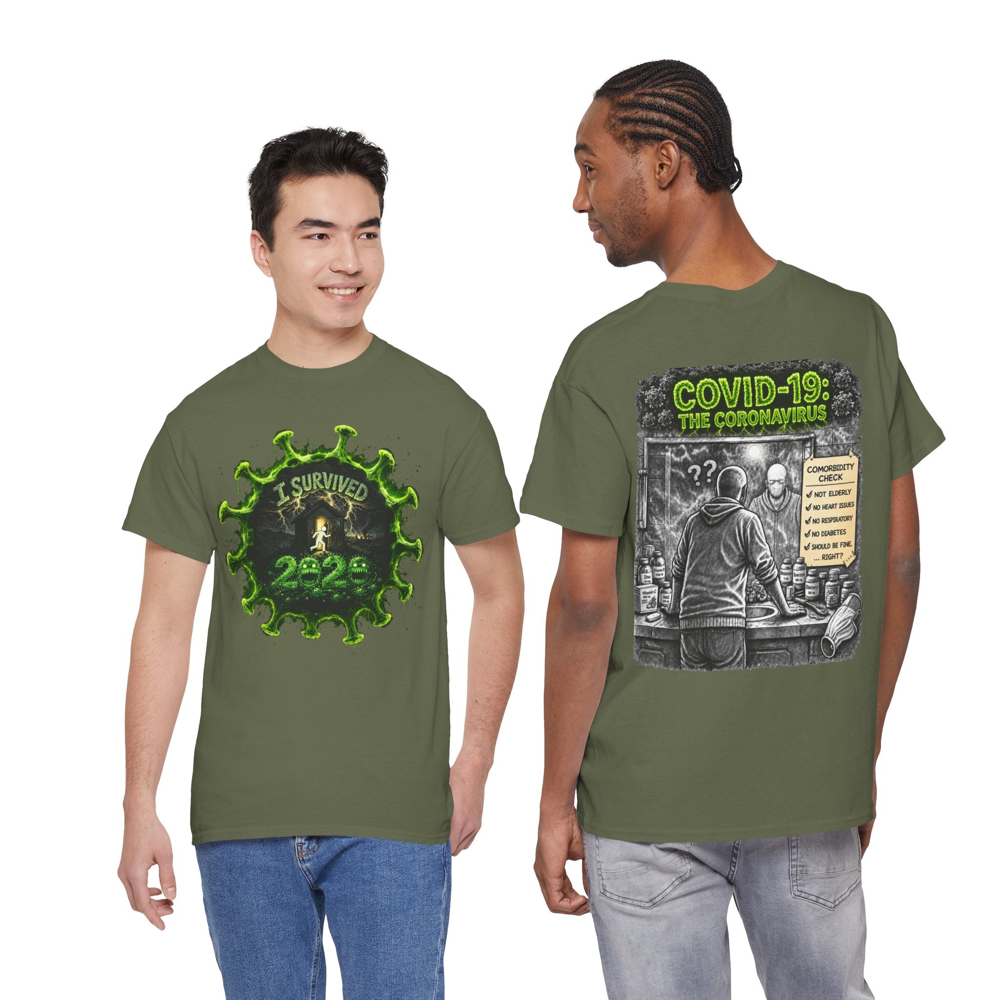 I Survived 2020 — Director's Cut S1:E1 "COVID-19: The Coronavirus" | Pandemic Edition Unisex Heavy Cotton Tee