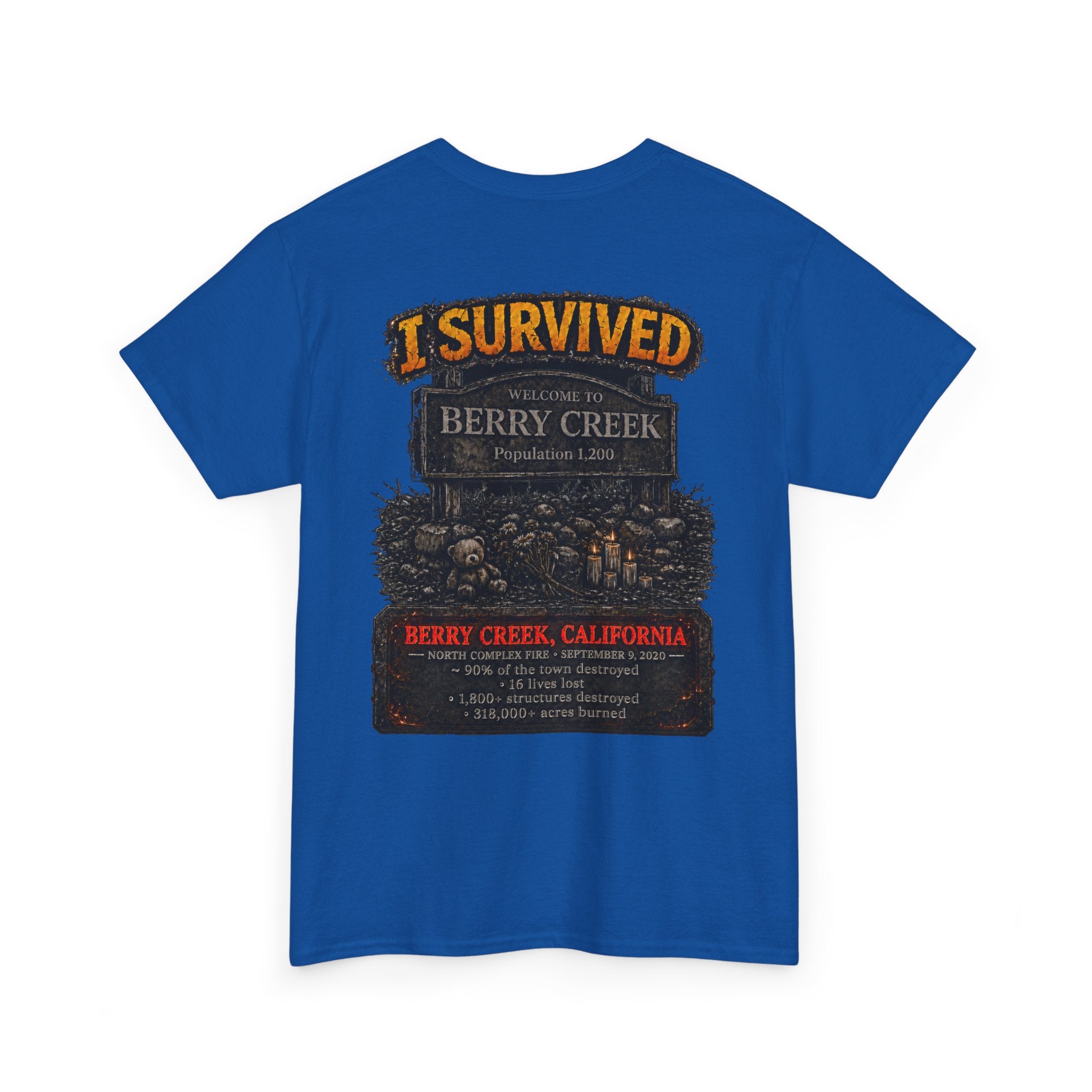 I Survived 2020 — Director's Cut S2:E1 "Berry Creek" | Wildfire Edition Memorial Unisex Heavy Cotton Tee