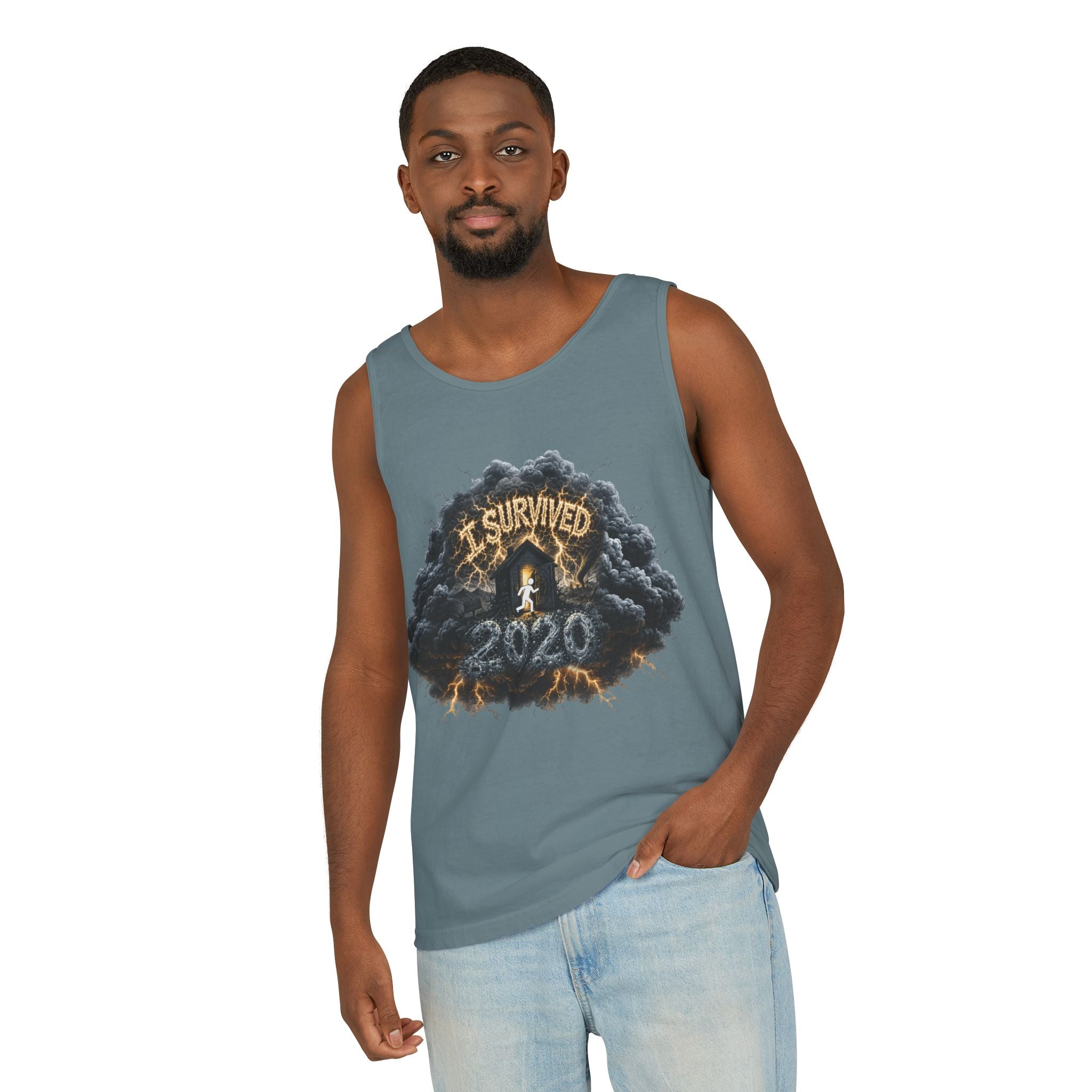 I Survived 2020 — Director's Cut Original Design Teaser Tee | Season 1 Premiere Drop Unisex Garment-Dyed Tank Top