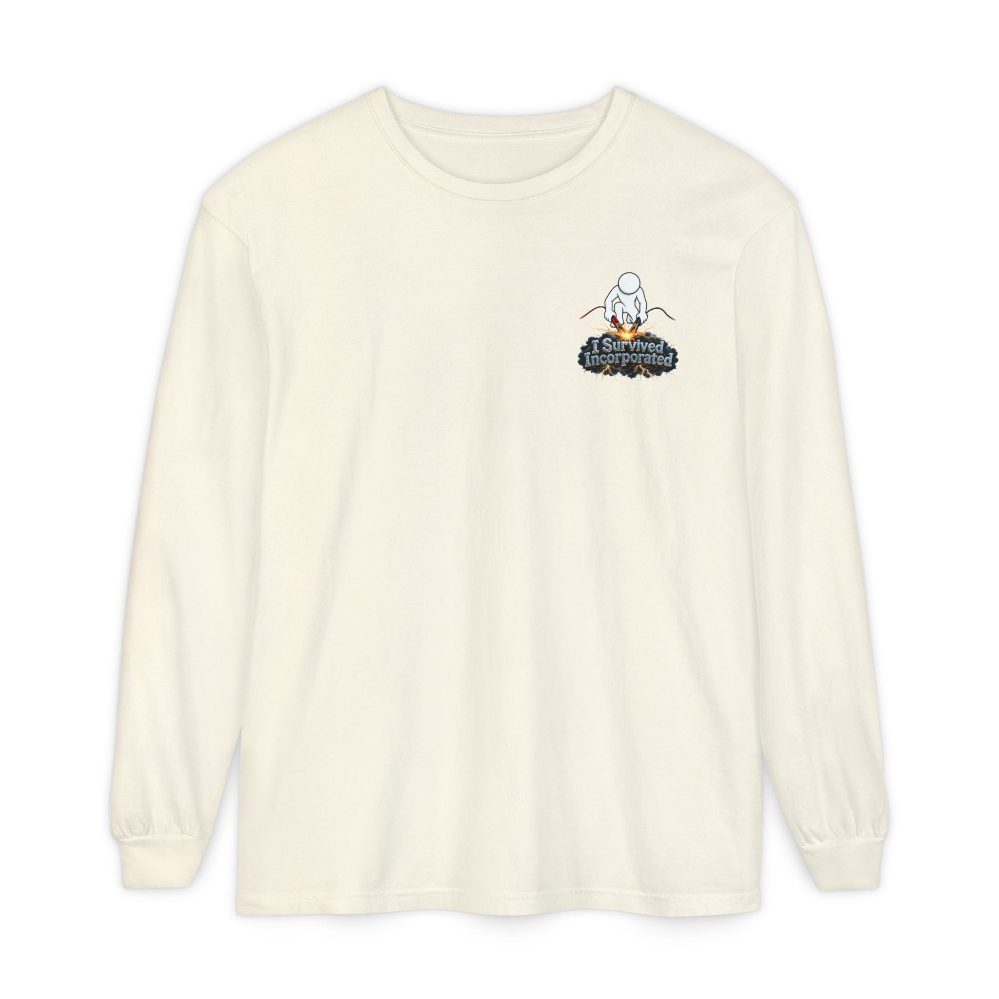 I Survived 2020 — "Please Stand By" Test Pattern Tee Summer Premier Unisex Garment-Dyed Long Sleeve T-Shirt