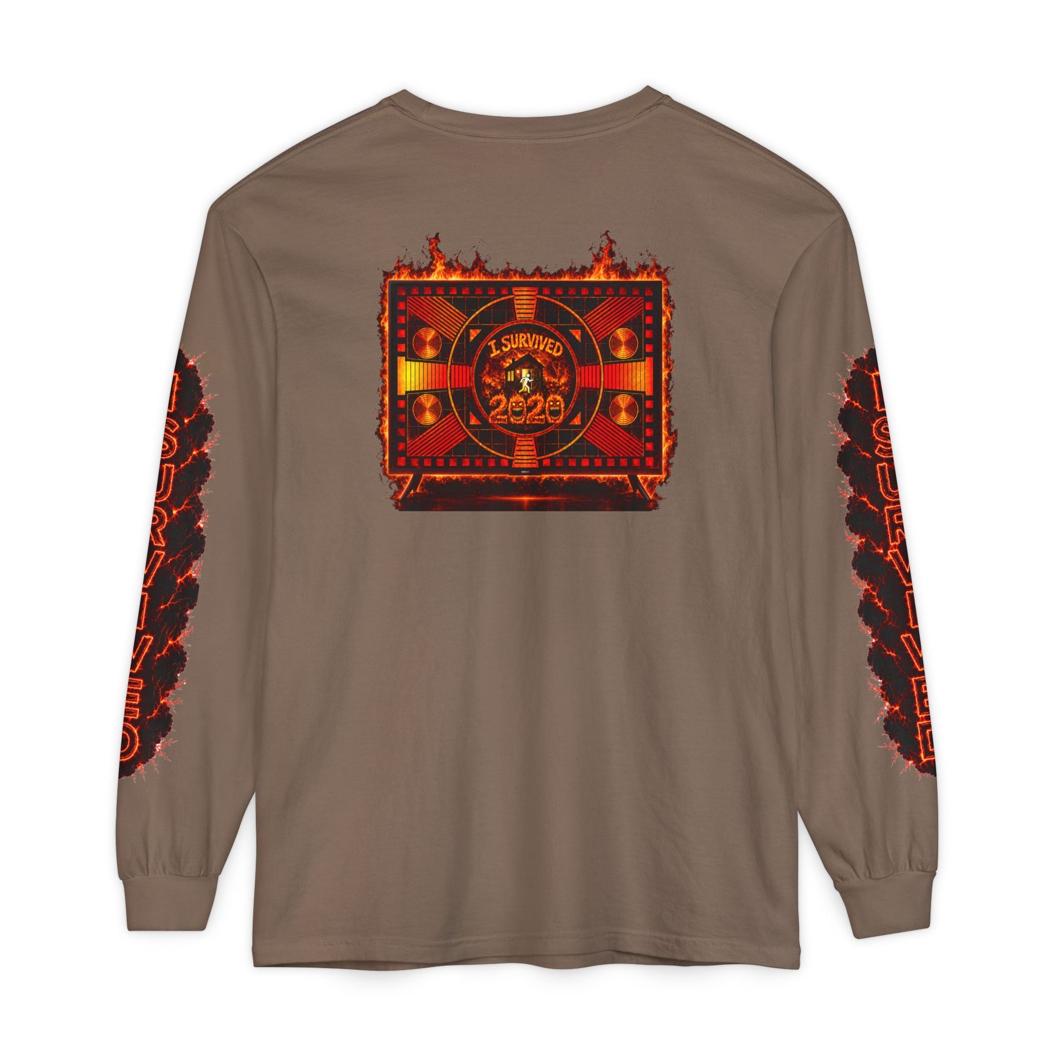 I Survived 2020 — "Please Stand By" Test Pattern Tee Special Edition Wildfire Signal Edition Summer Premiere Unisex Garment-Dyed Long Sleeve T-Shirt